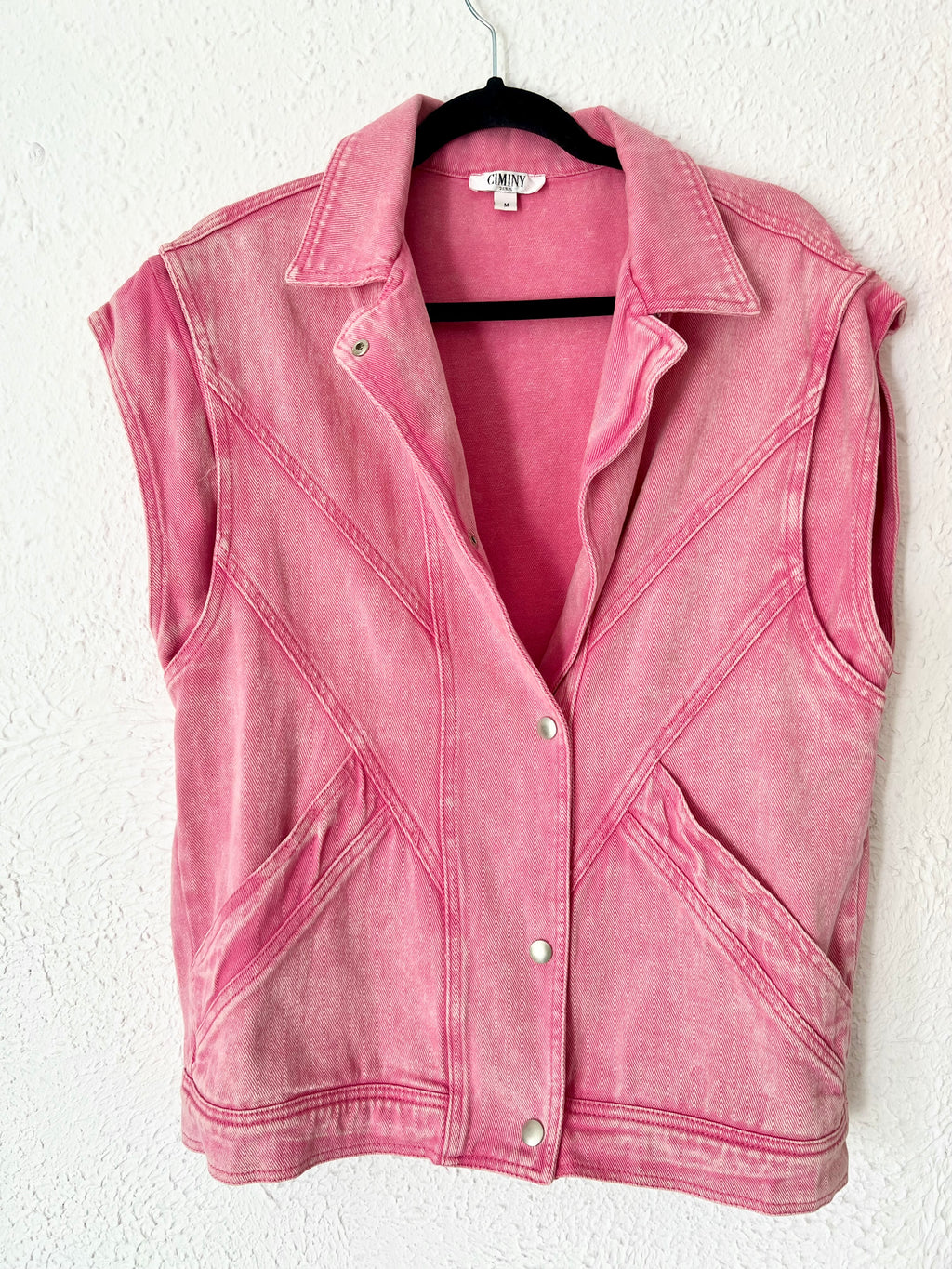 Titre : Gilet en jean rose délavé Ciminy Paris – Taille M