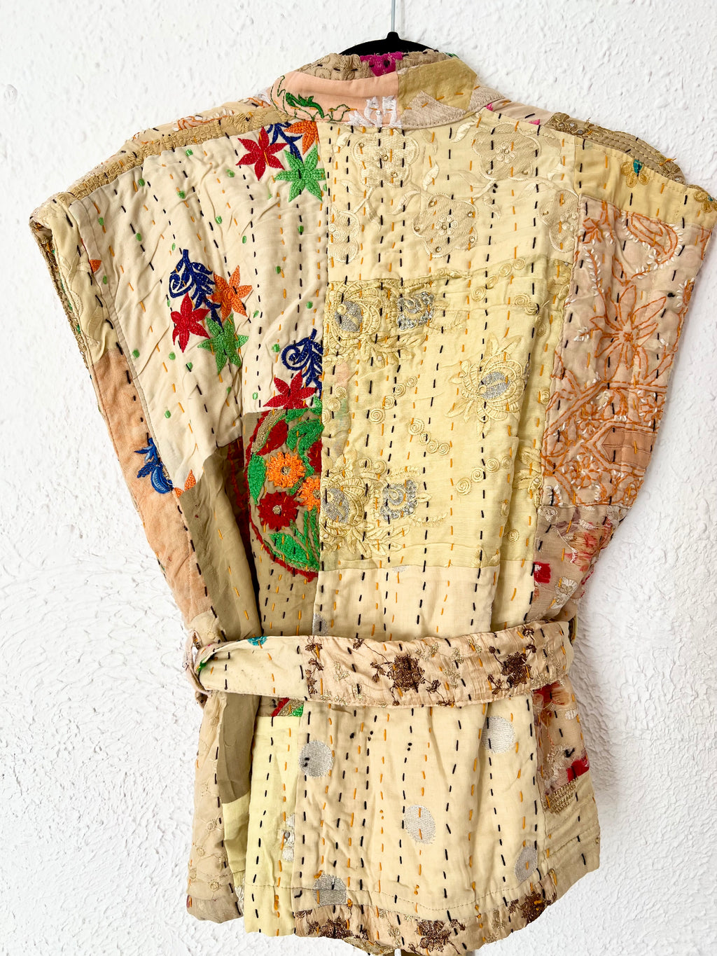 Veste kimono kantha upcyclée beige Sissel Edelbo – Taille unique