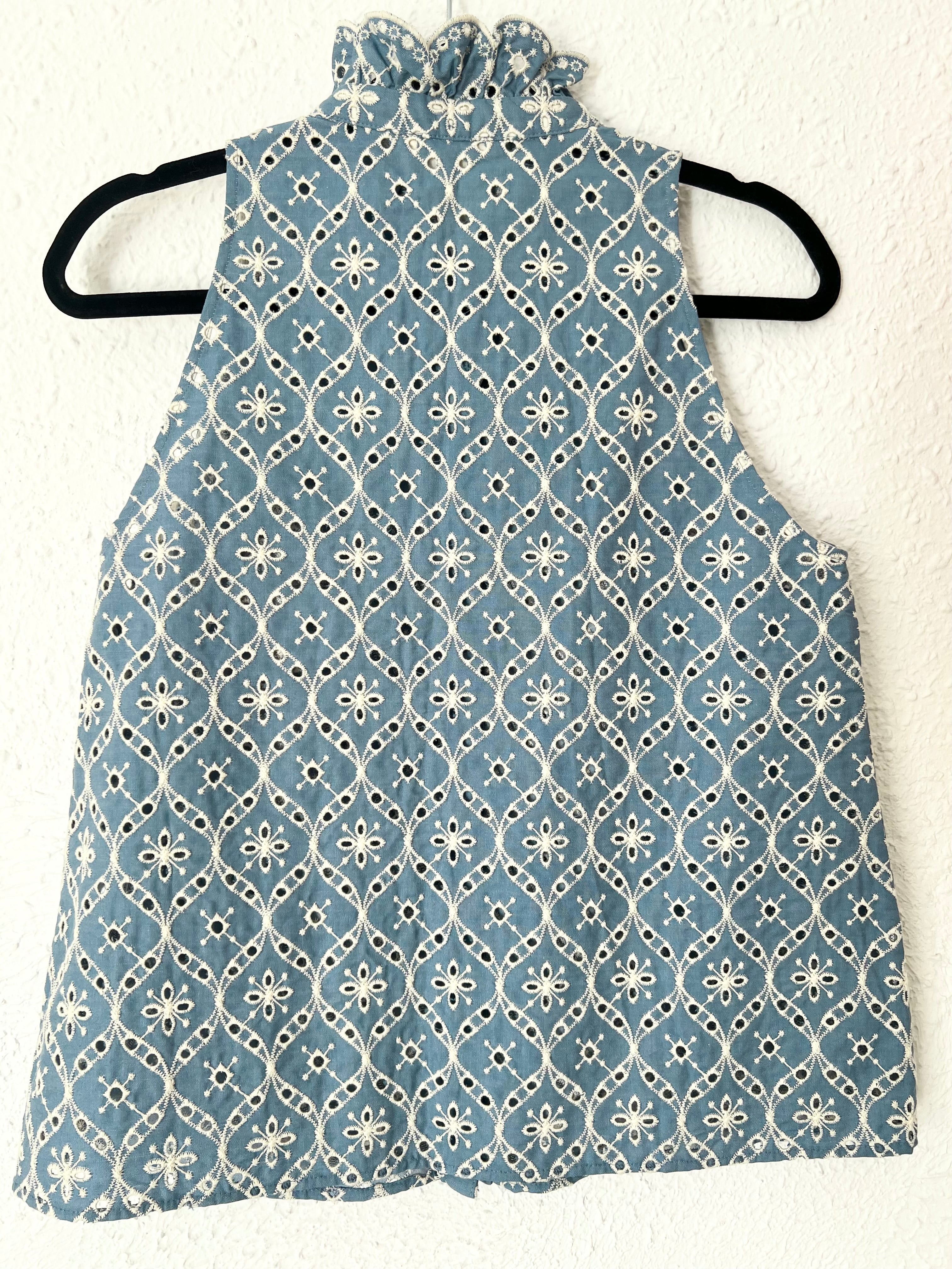 Chemise broderie anglaise sans manches bleue Sézane – Taille 36