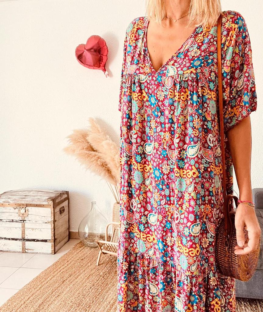 Robe Daisy Marseille imprimé psychédélique foisonnant - taille unique - B-260411-4498