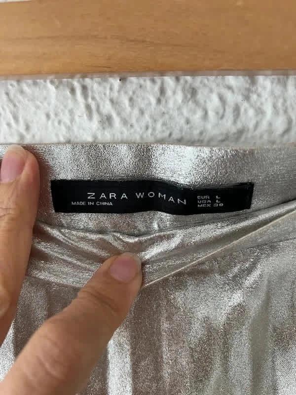 Jupe plissée Zara Woman argenté métallisé - taille L