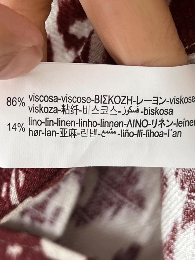 Blouse Zara imprimé ikat bordeaux & écru - taille M