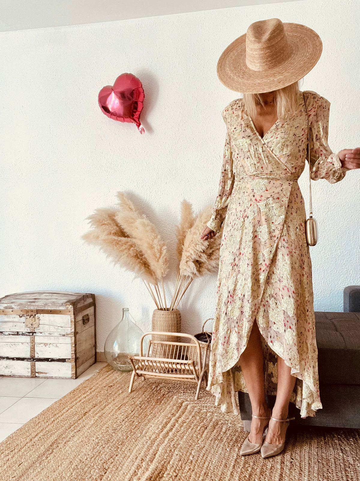 Robe portefeuille longue fleurie Berenice