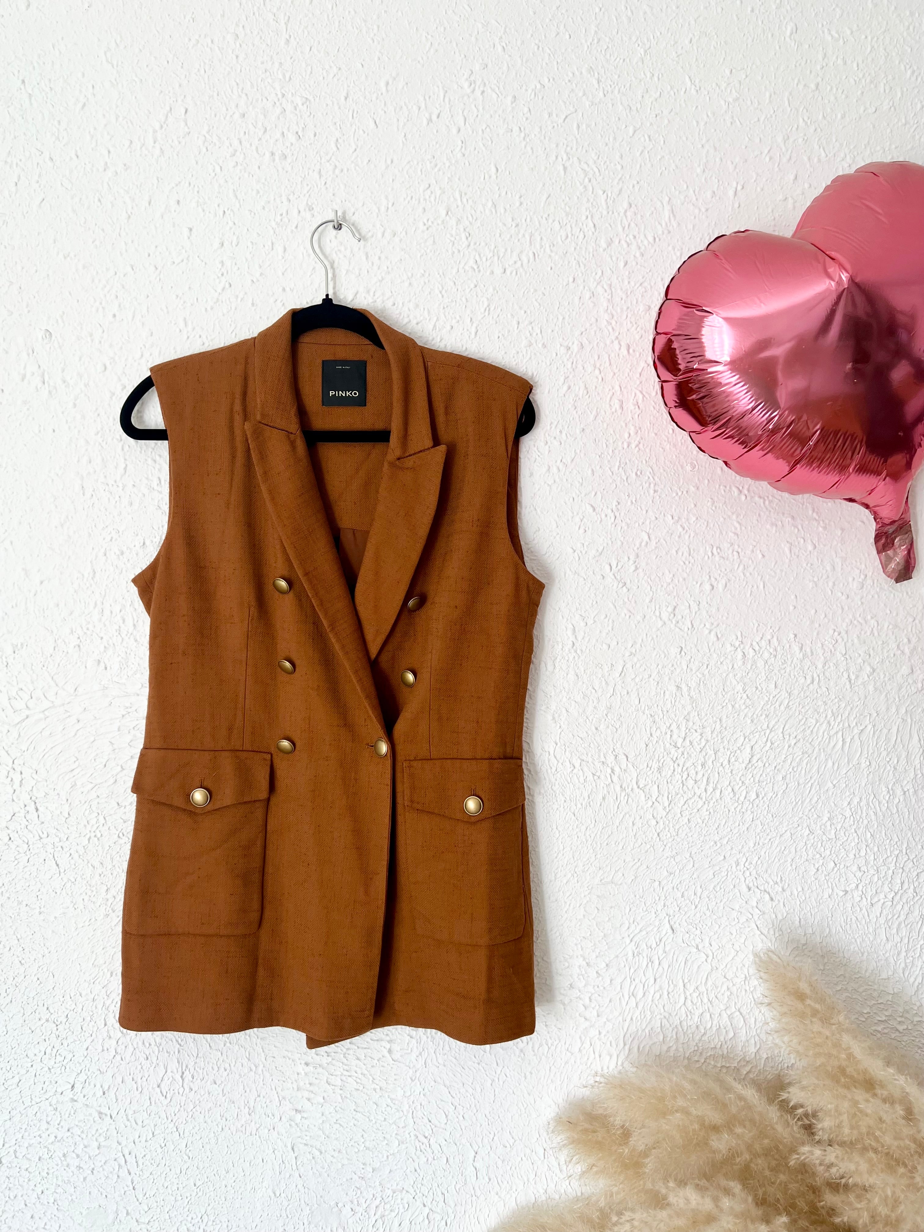 Gilet long boutonné cognac Pinko – Taille 40
