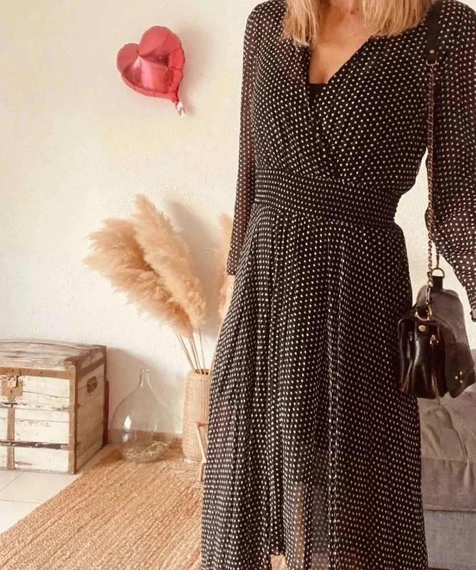 Robe Maje noire à pois neuve – Taille 36