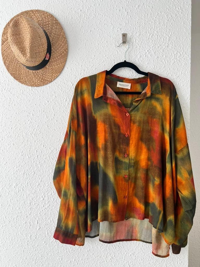 Chemise Banditas from Marseille tie-dye rouille kaki - taille 40/42 -b-260411-4527