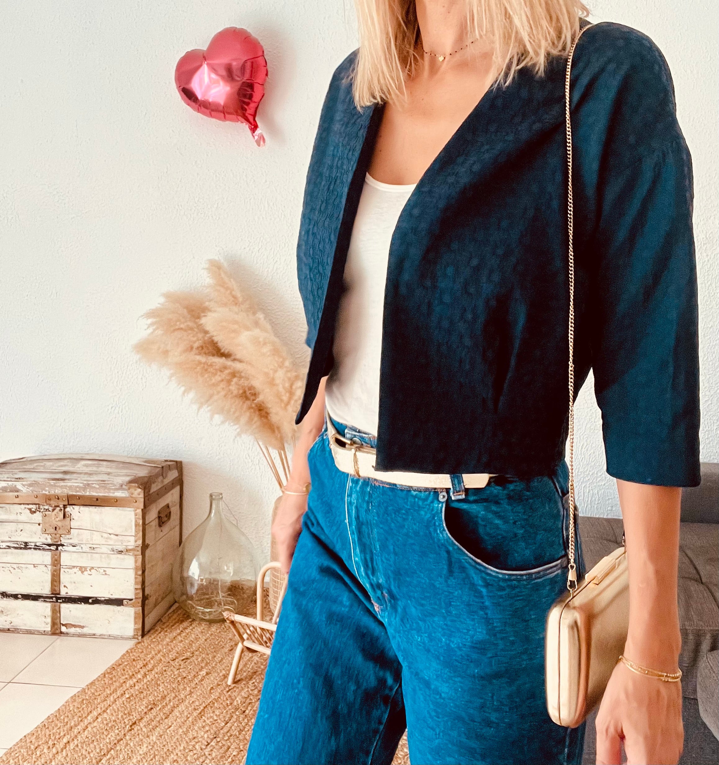 Veste cintrée bohème bleu marine Nice Things – Taille 36
