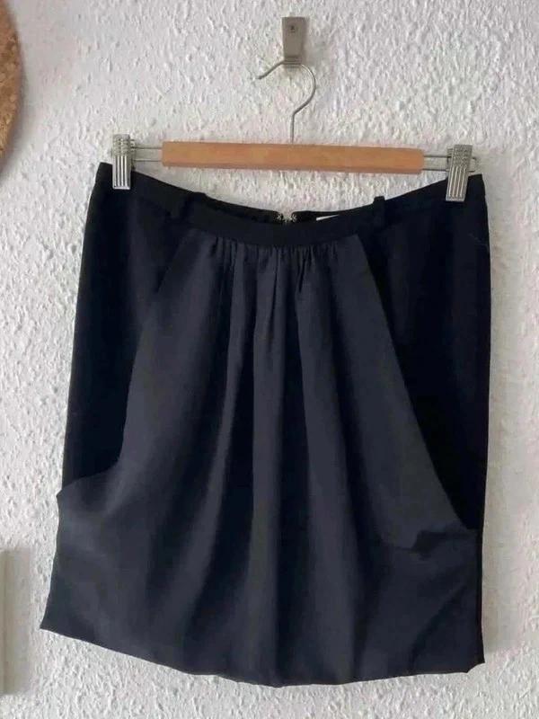 Jupe noire plissée soie Maje – Taille 38