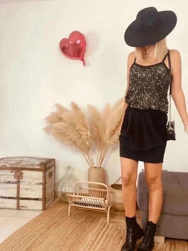 Jupe noire plissée soie Maje – Taille 38