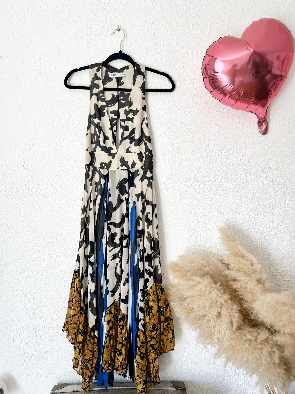Robe longue dos nu imprimé baroque ivoire Zara – Taille S