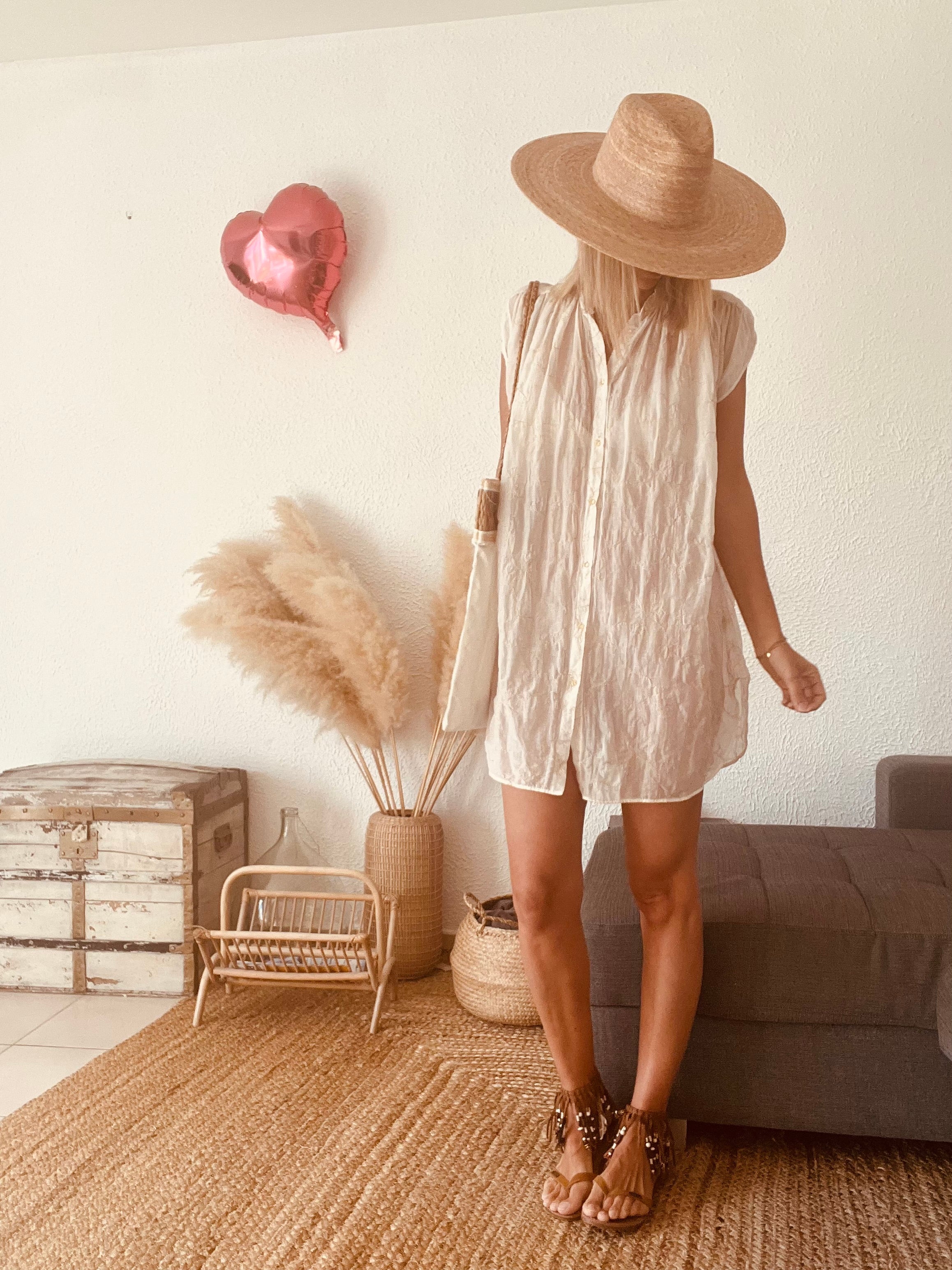 Robe chemise brodée écrue forte_forte Resort – Taille 0 (XS/S)
