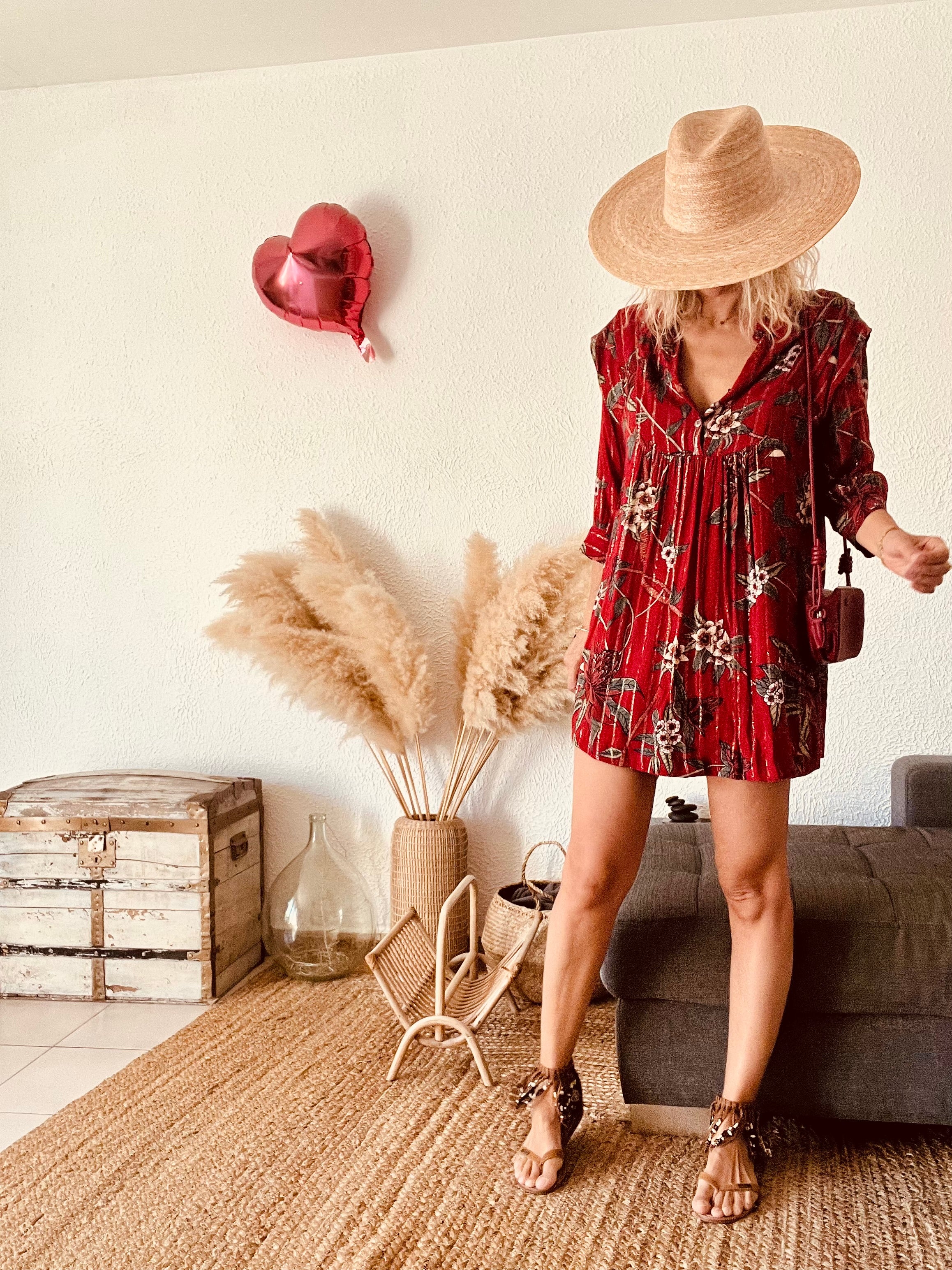 Robe fleurie tropicale rouge ba&sh – Taille 36 (XS)