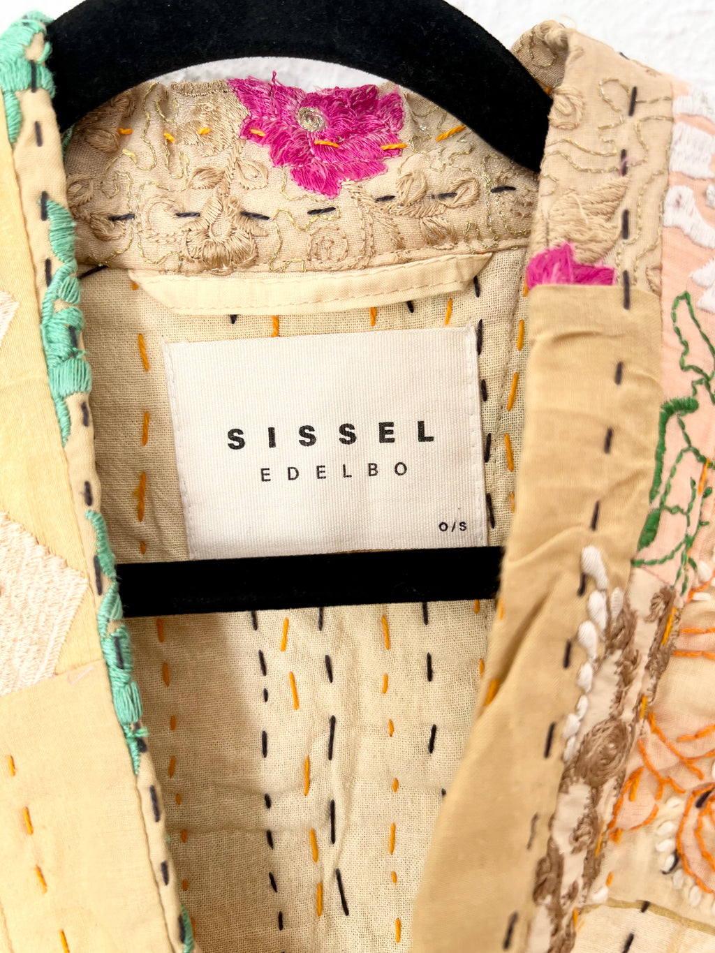 Veste kimono kantha upcyclée beige Sissel Edelbo – Taille unique