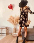 Robe Midi Noire Imprimé Végétal Bash- Taille 3 (L)a