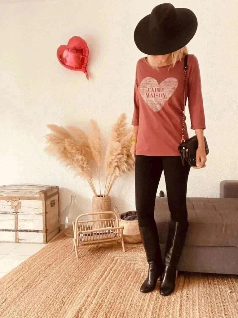 T-shirt rouge terre cuite Maison Scotch – Taille 3 -b-241103-3493