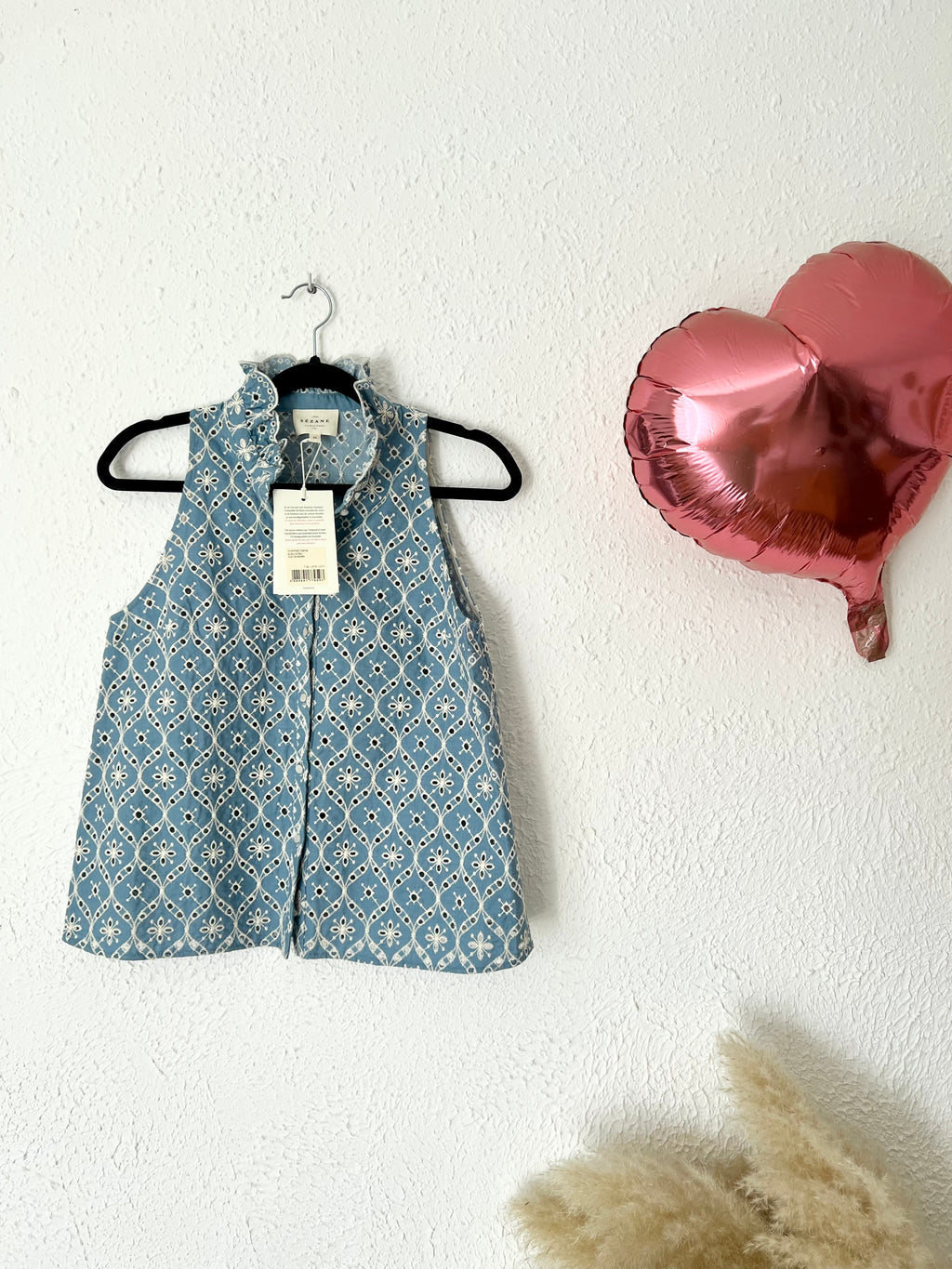Chemise broderie anglaise sans manches bleue Sézane – Taille 36