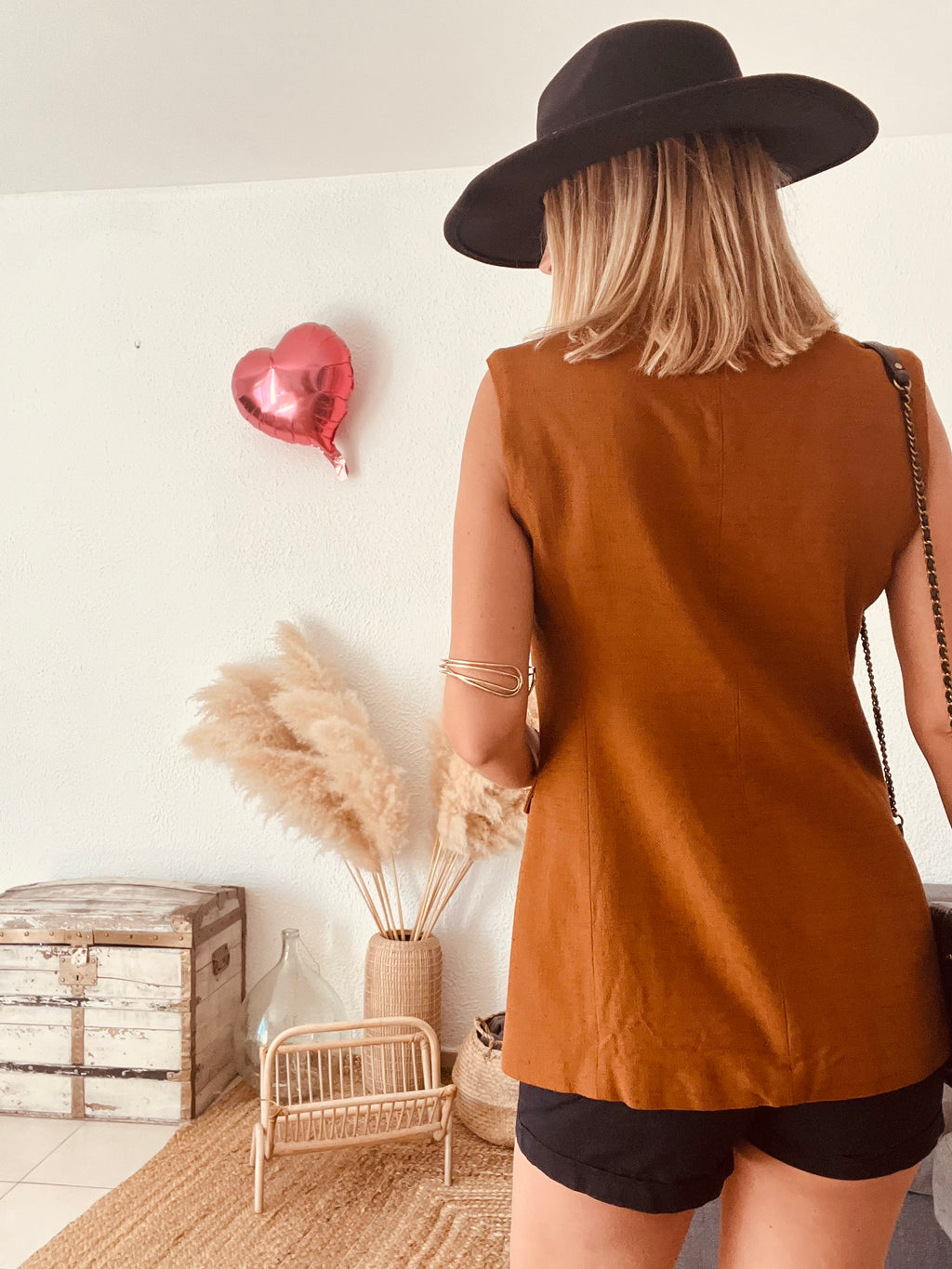 Gilet long boutonné cognac Pinko – Taille 40