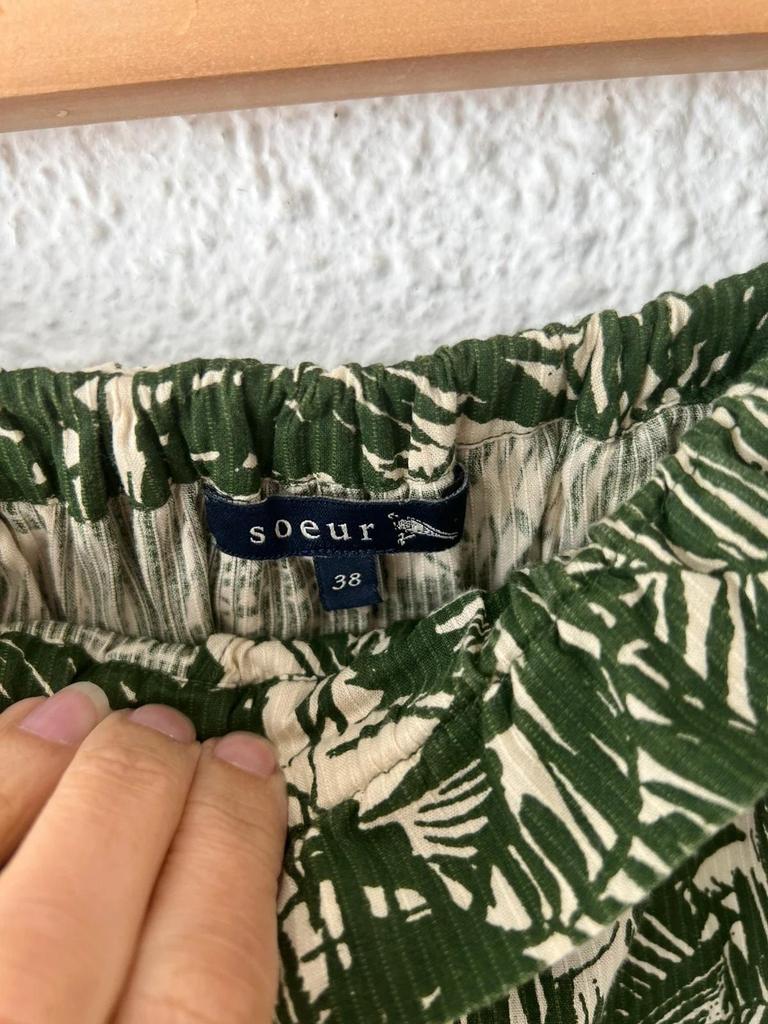 Jupe Soeur Dora imprimé feuillage vert et écru - taille 38 - B-260411-4511
