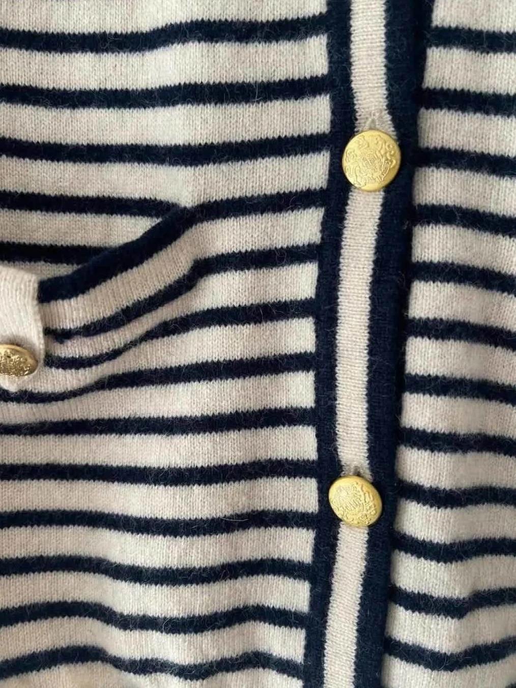 Cardigan marinière Sandro laine & cachemire – Taille 2