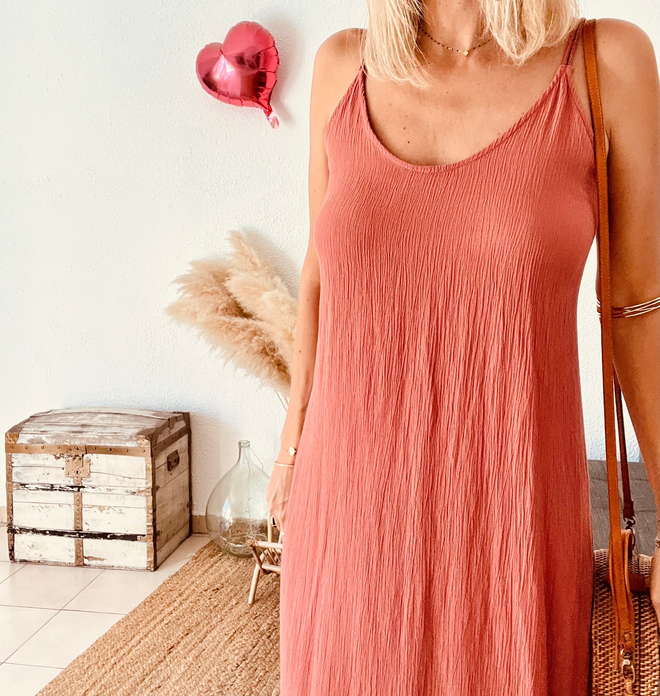 Robe longue dos nu terracotta Les Follies – Taille unique 36/40