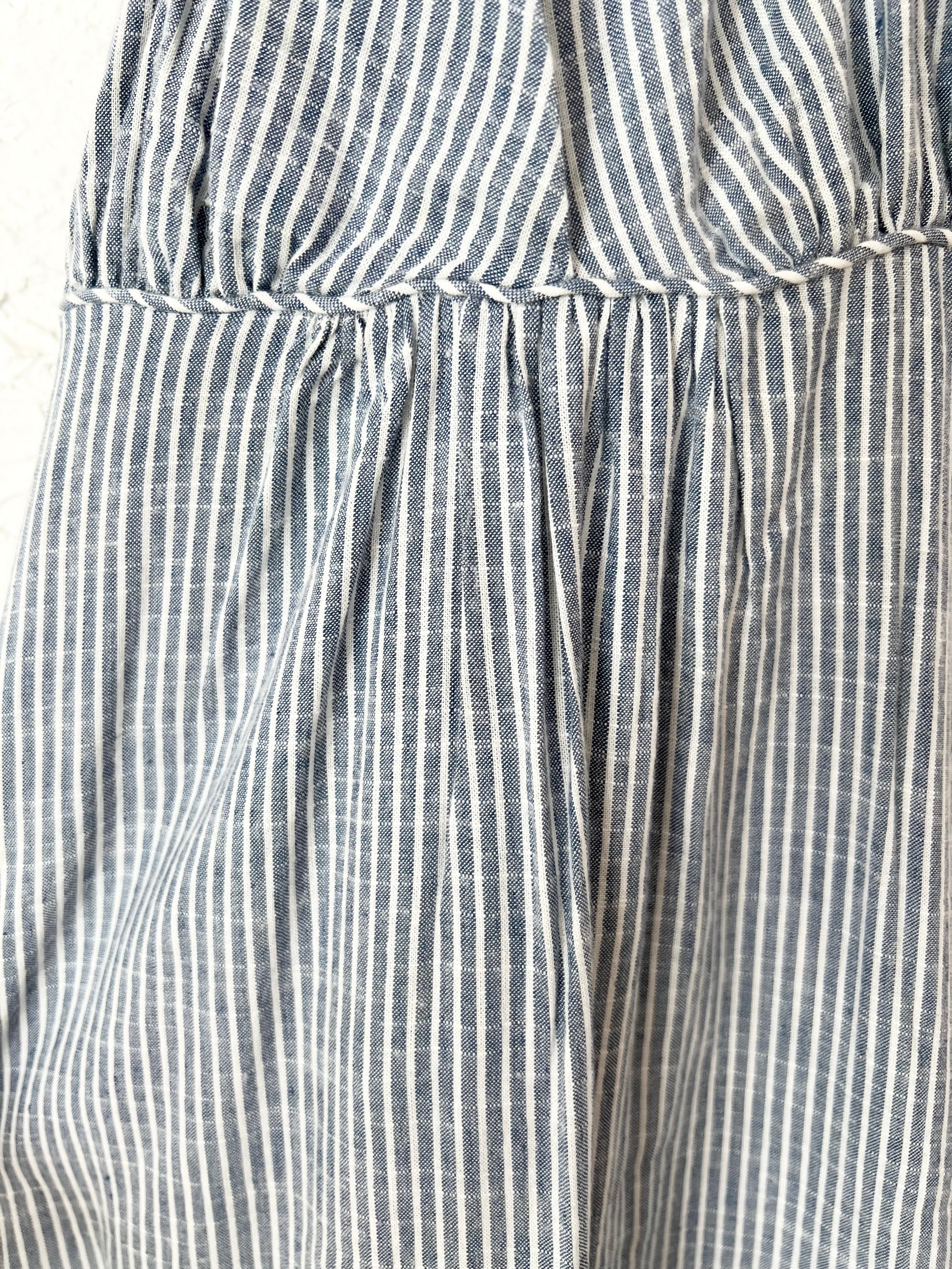 Robe longue dos-nu bohème rayée bleue Claude – Taille unique