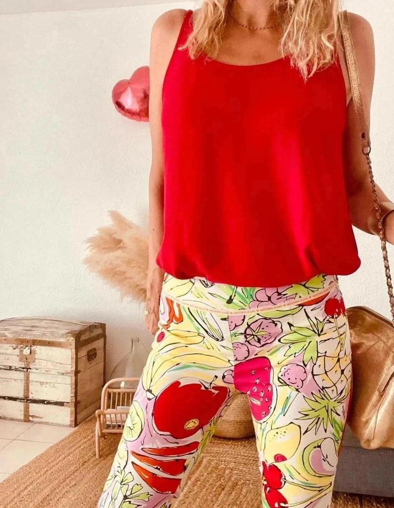 Pantalon vintage imprimé fruits année 90 Moschino Jeans – taille 38