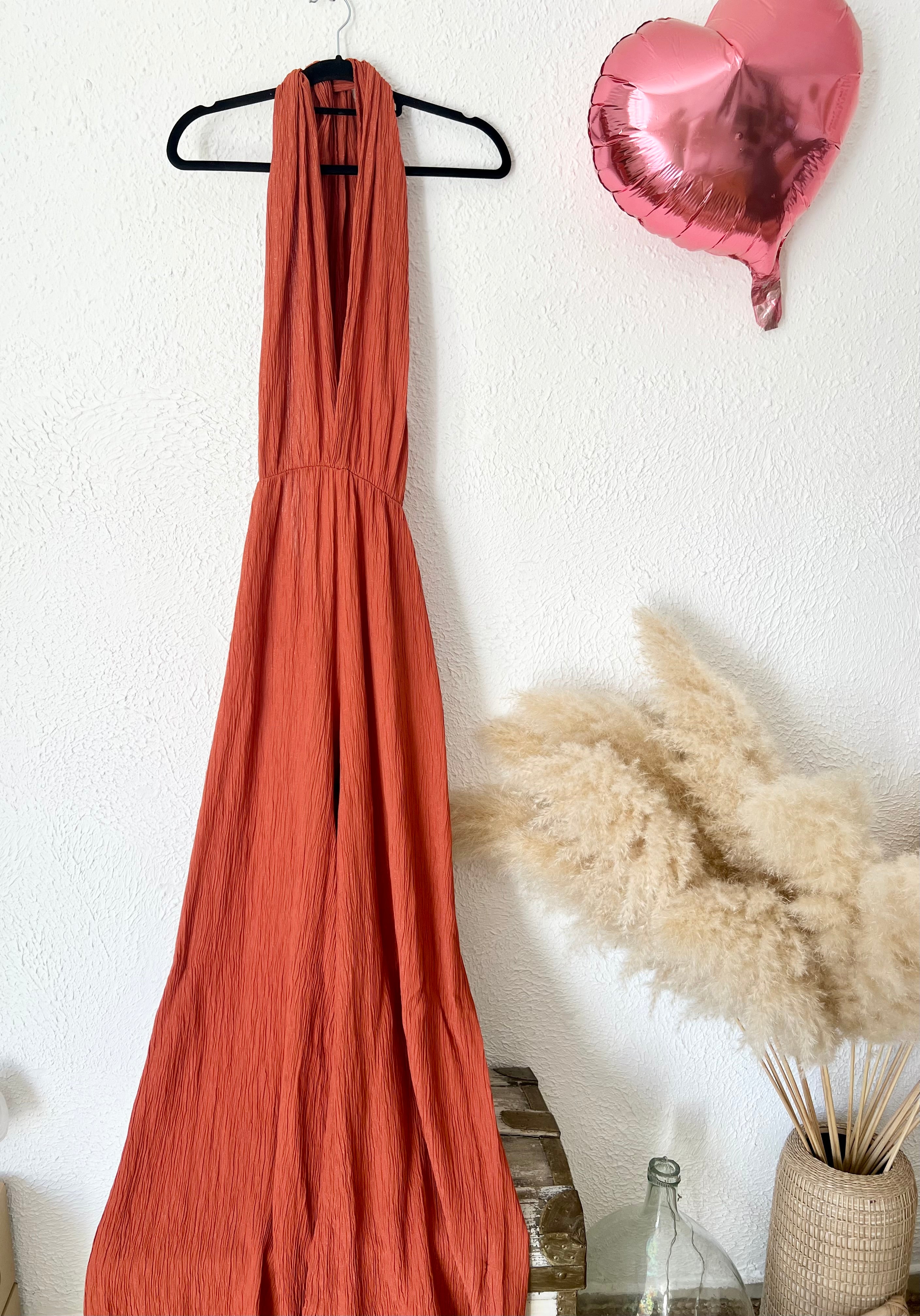 Combinaison longue dos nu terracotta viscose – Taille unique