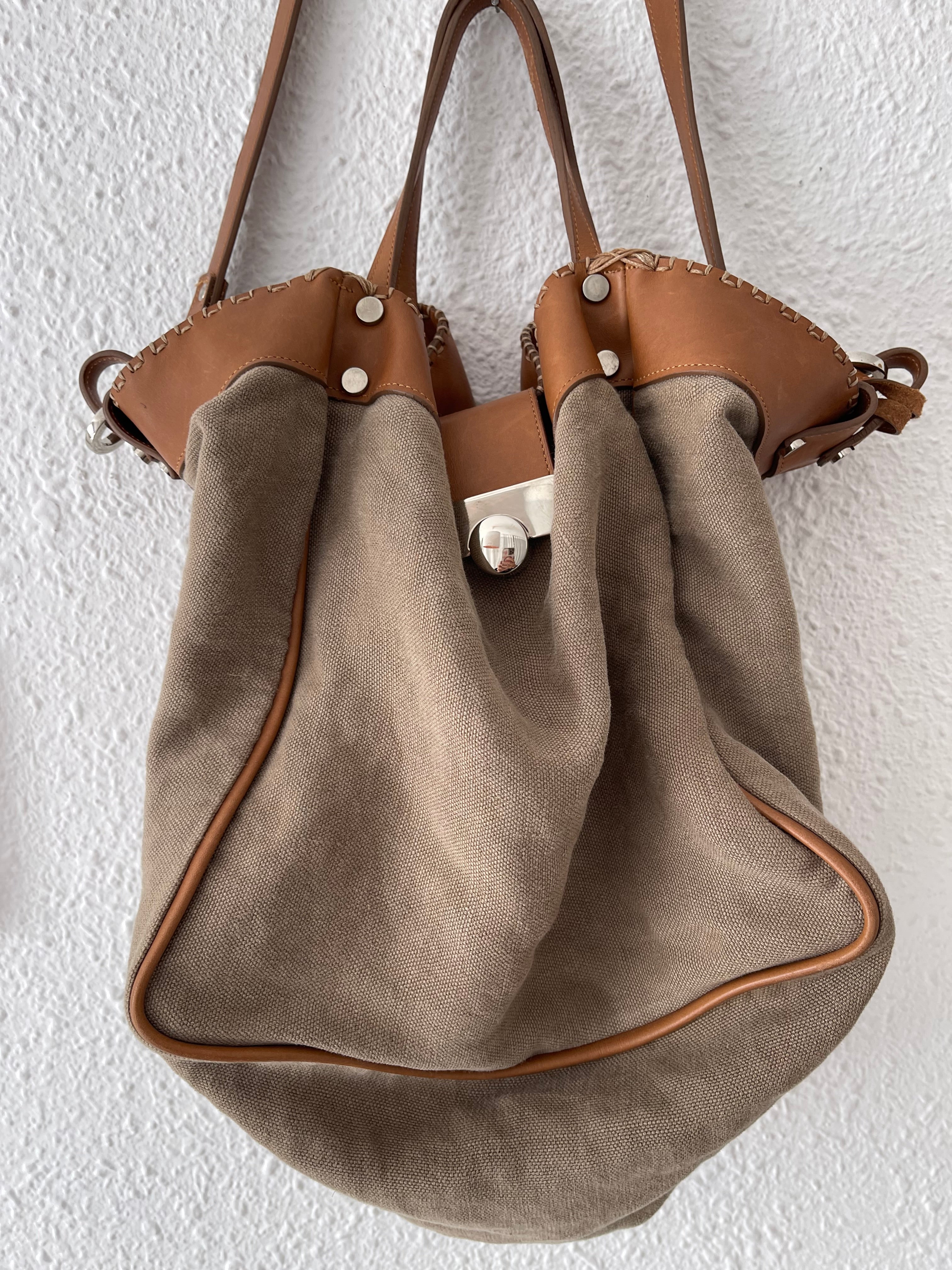 Sac cabas bohème lin et cuir Carlos Arthémis – Taille unique