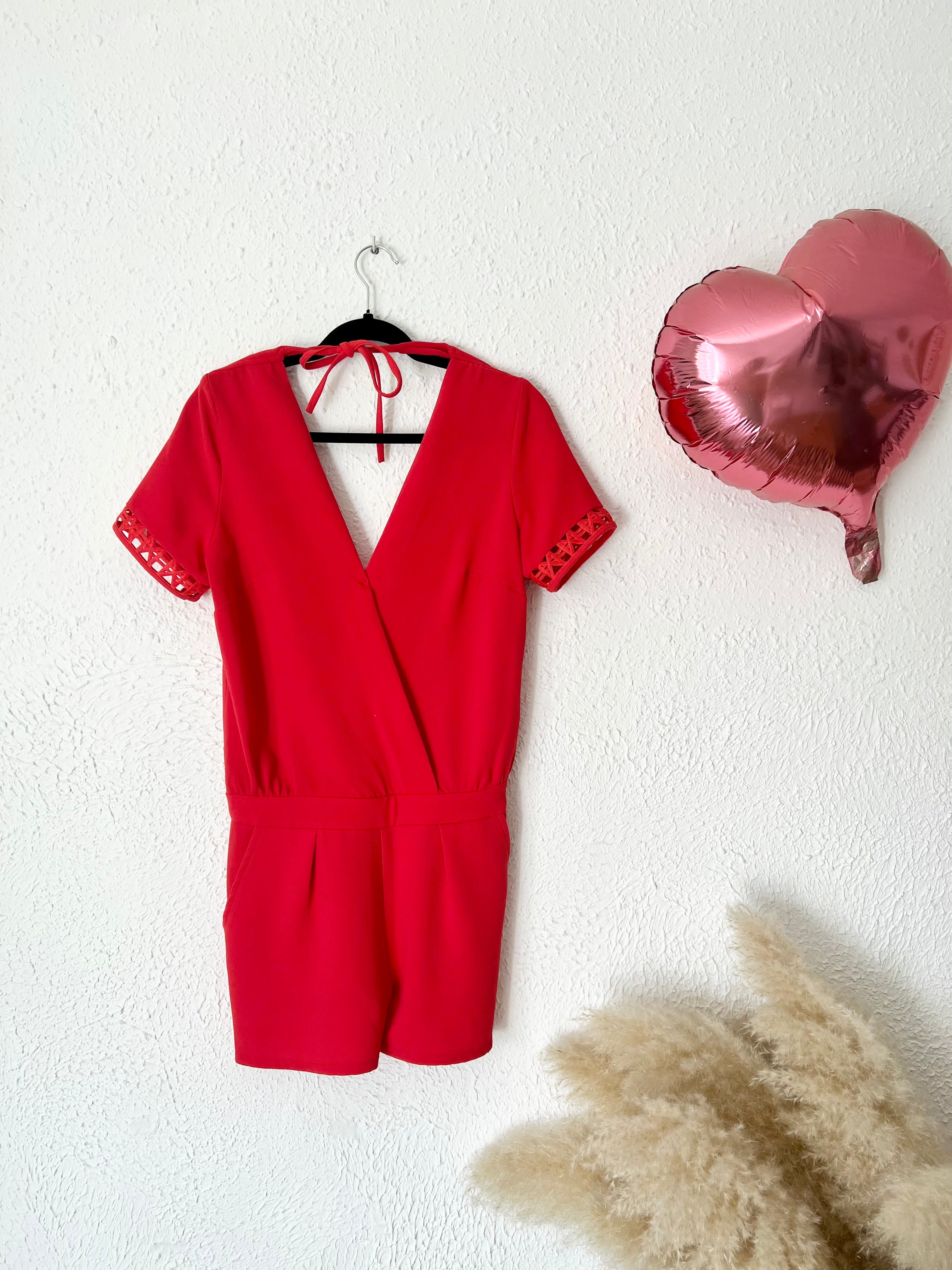 Combishort dentelle ajourée rouge Opullence – Taille 36