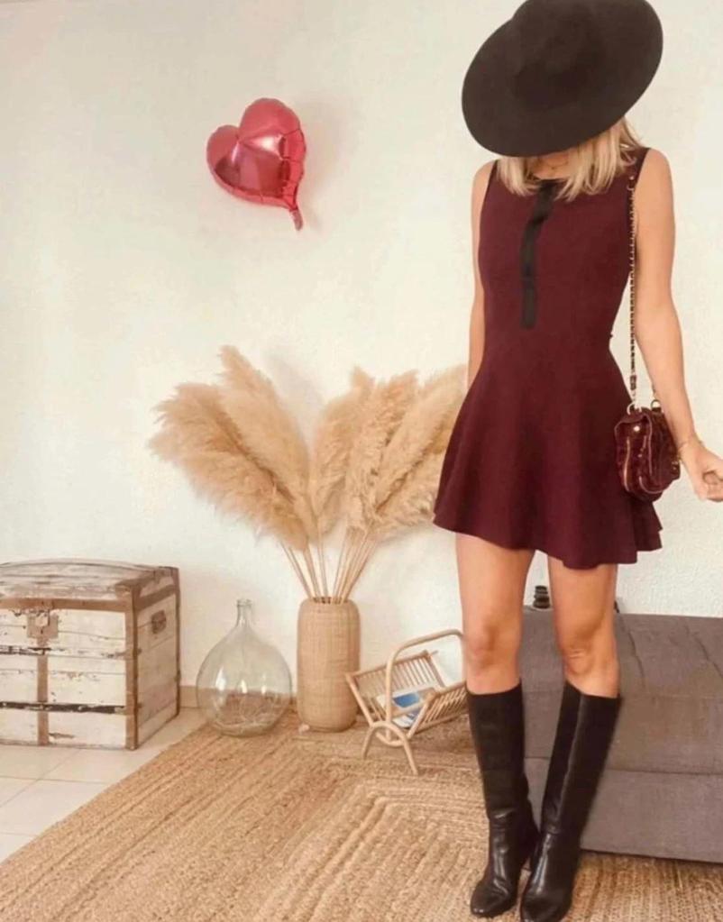 Robe skater bordeaux Sandro – Taille 36/38 -b-251031-4330