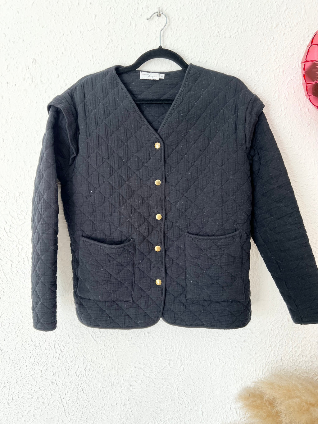 Veste matelassée col V noire seven/august – Taille S
