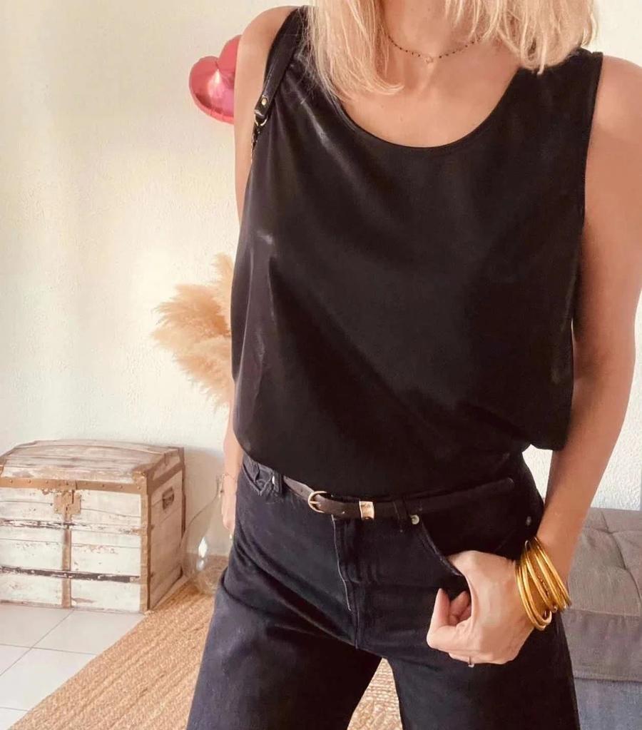 Top Yves Saint Laurent Variation noir – Taille L -b-260121-4356