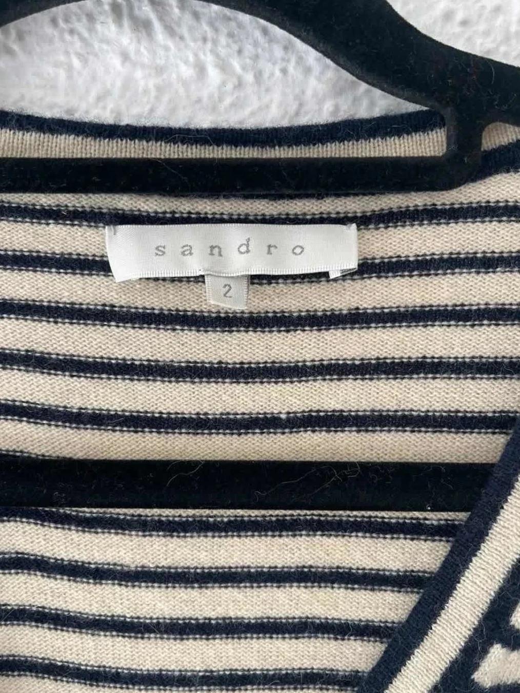 Cardigan marinière Sandro laine & cachemire – Taille 2