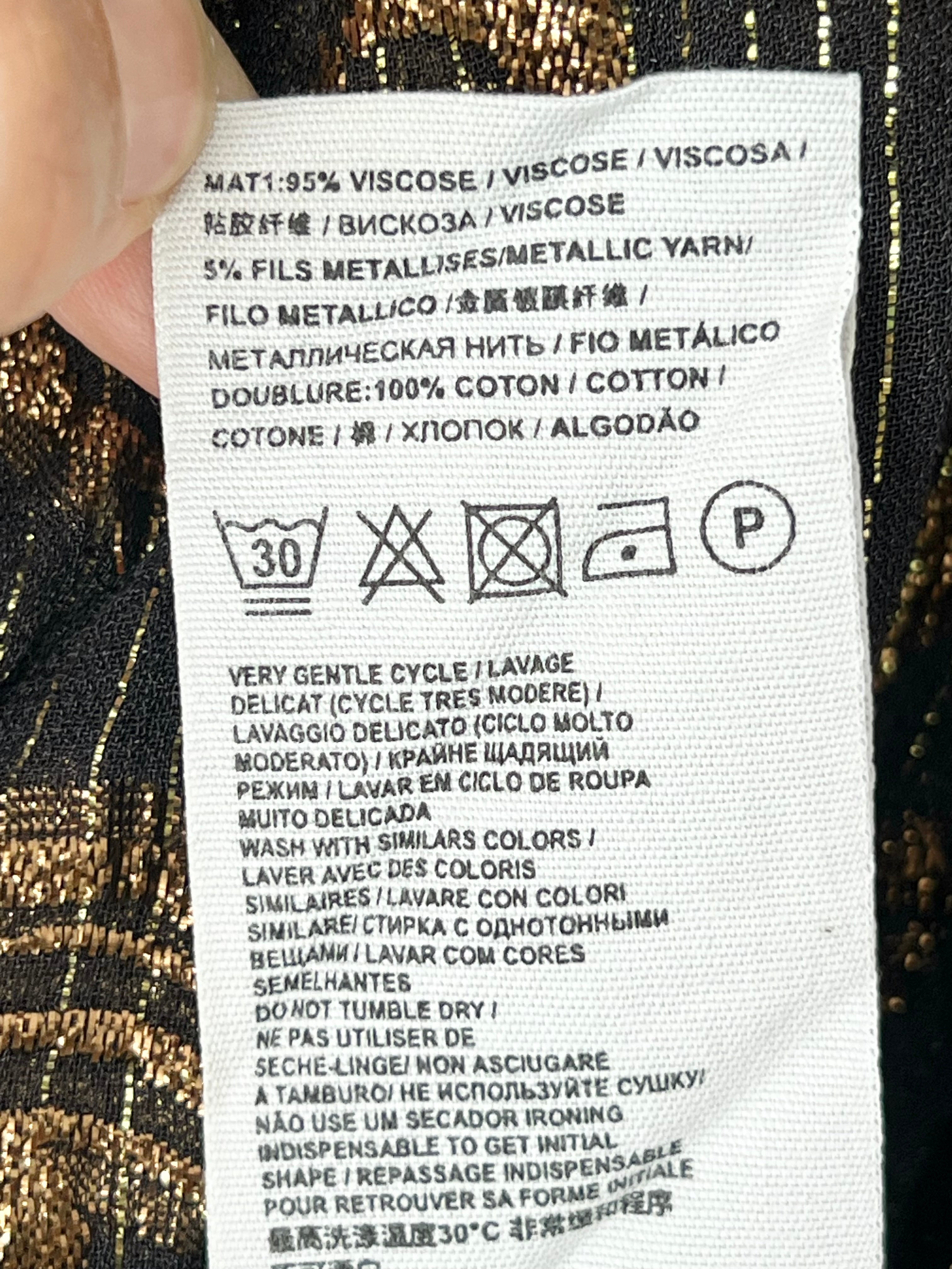 Jupe portefeuille imprimée léopard noir et or SUNCOO – Taille 2