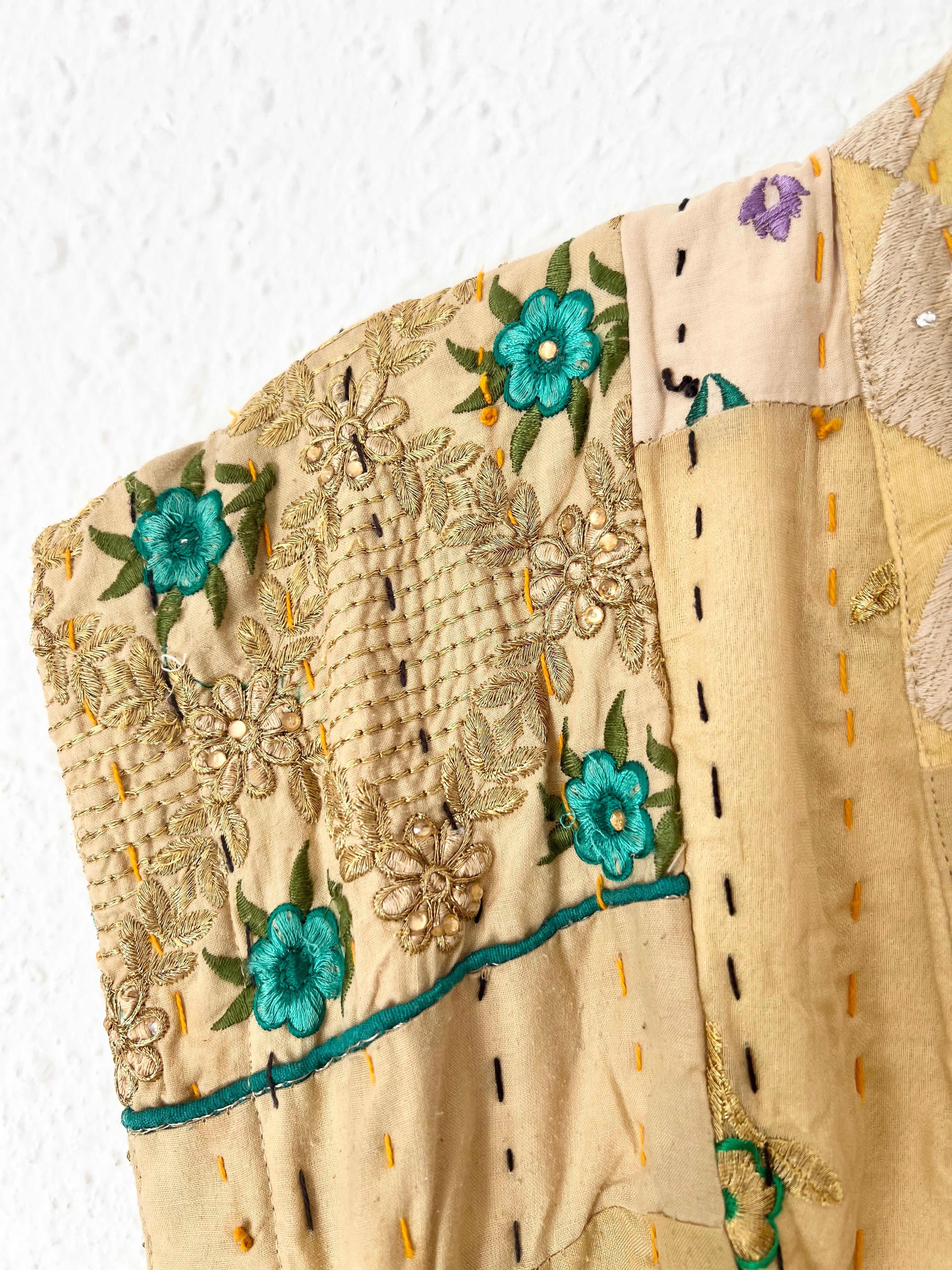 Veste kimono kantha upcyclée beige Sissel Edelbo – Taille unique