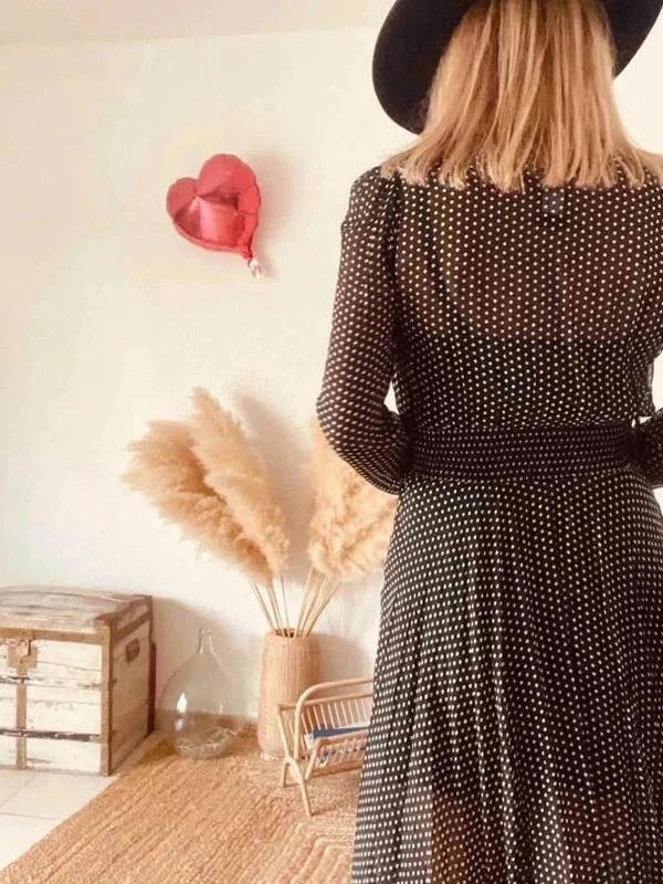 Robe Maje noire à pois neuve – Taille 36