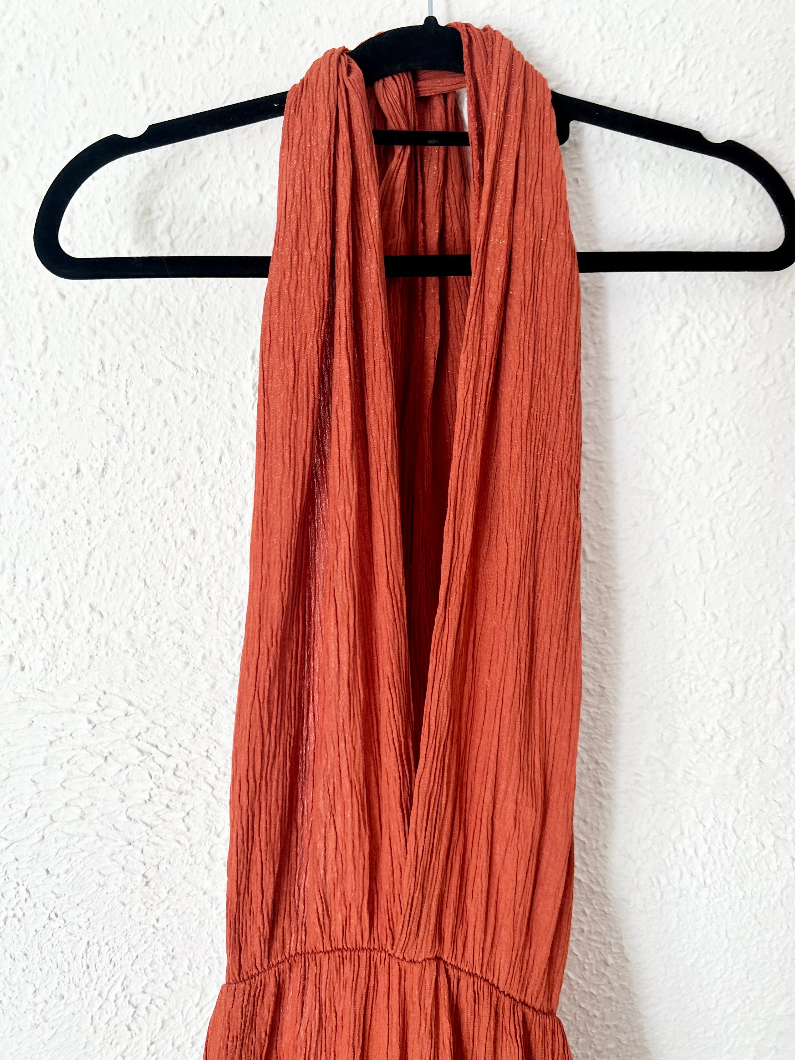 Combinaison longue dos nu terracotta viscose – Taille unique