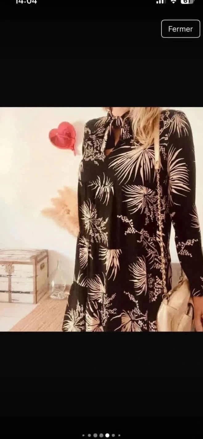 Robe noire imprimée ba&sh – Taille 3 -b-250924-4192