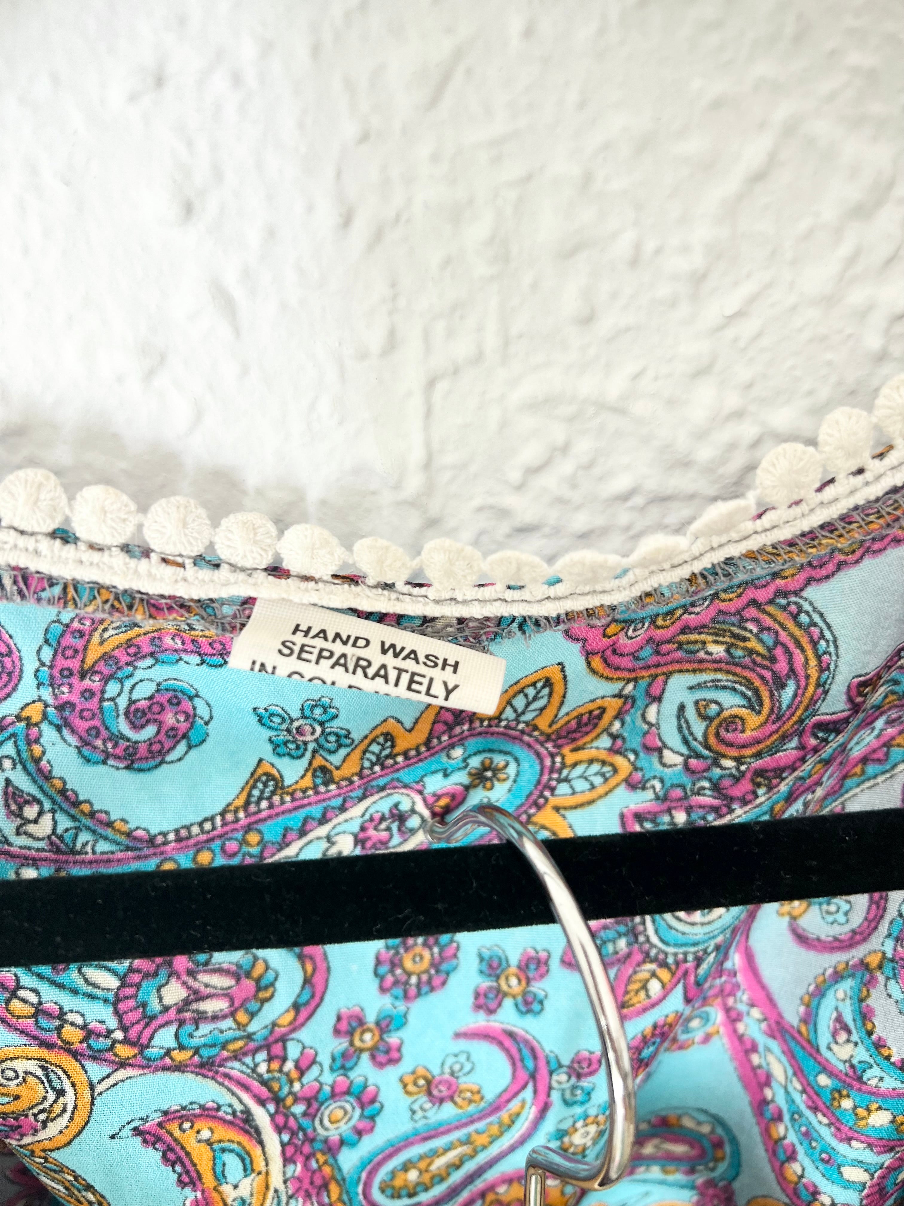 Ensemble Crop Top Pantalon Bohème Paisley Pièce Bohème – Taille M/L