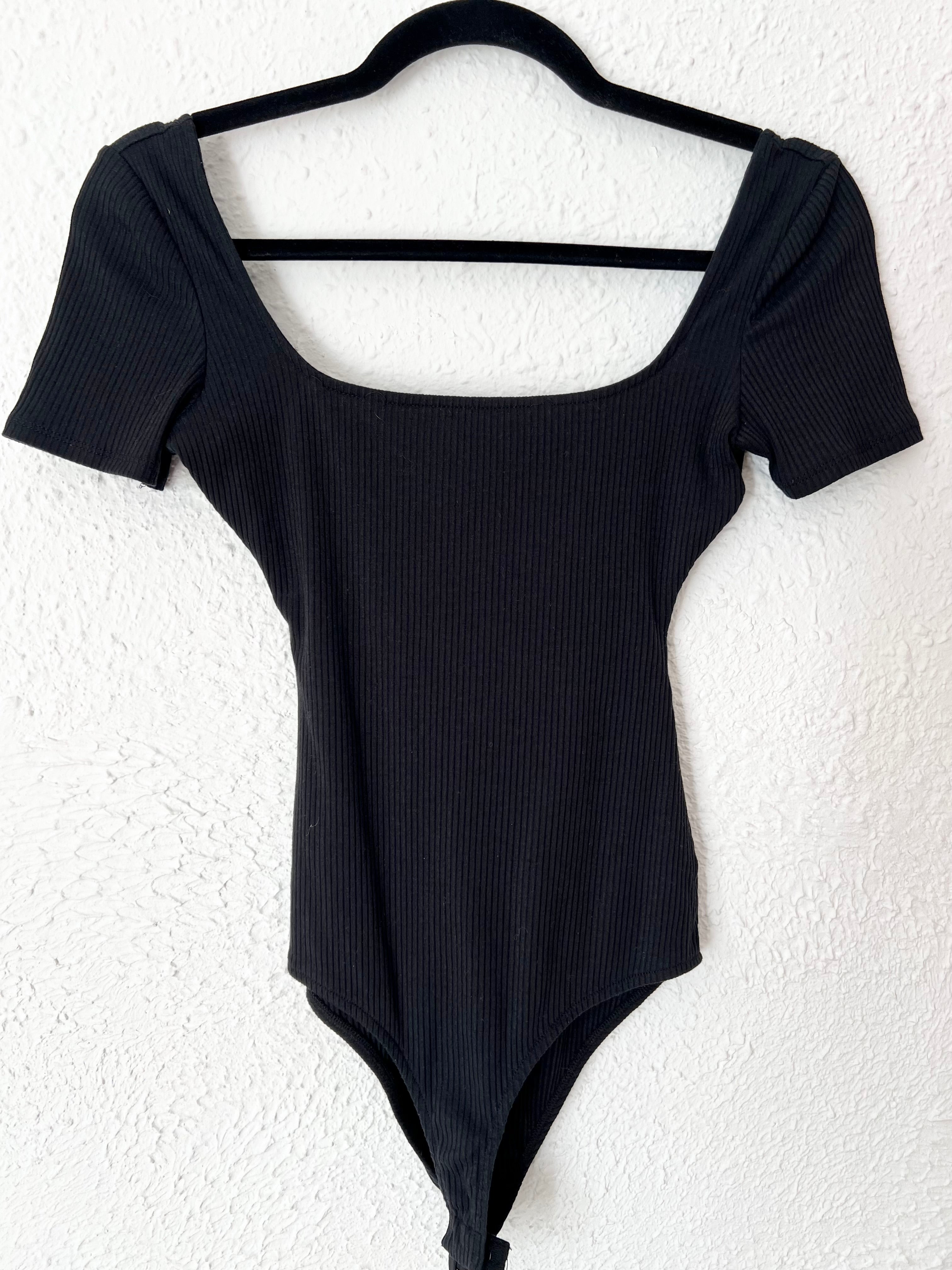 Body côtelé encolure carrée noir Sézane – Taille XXS