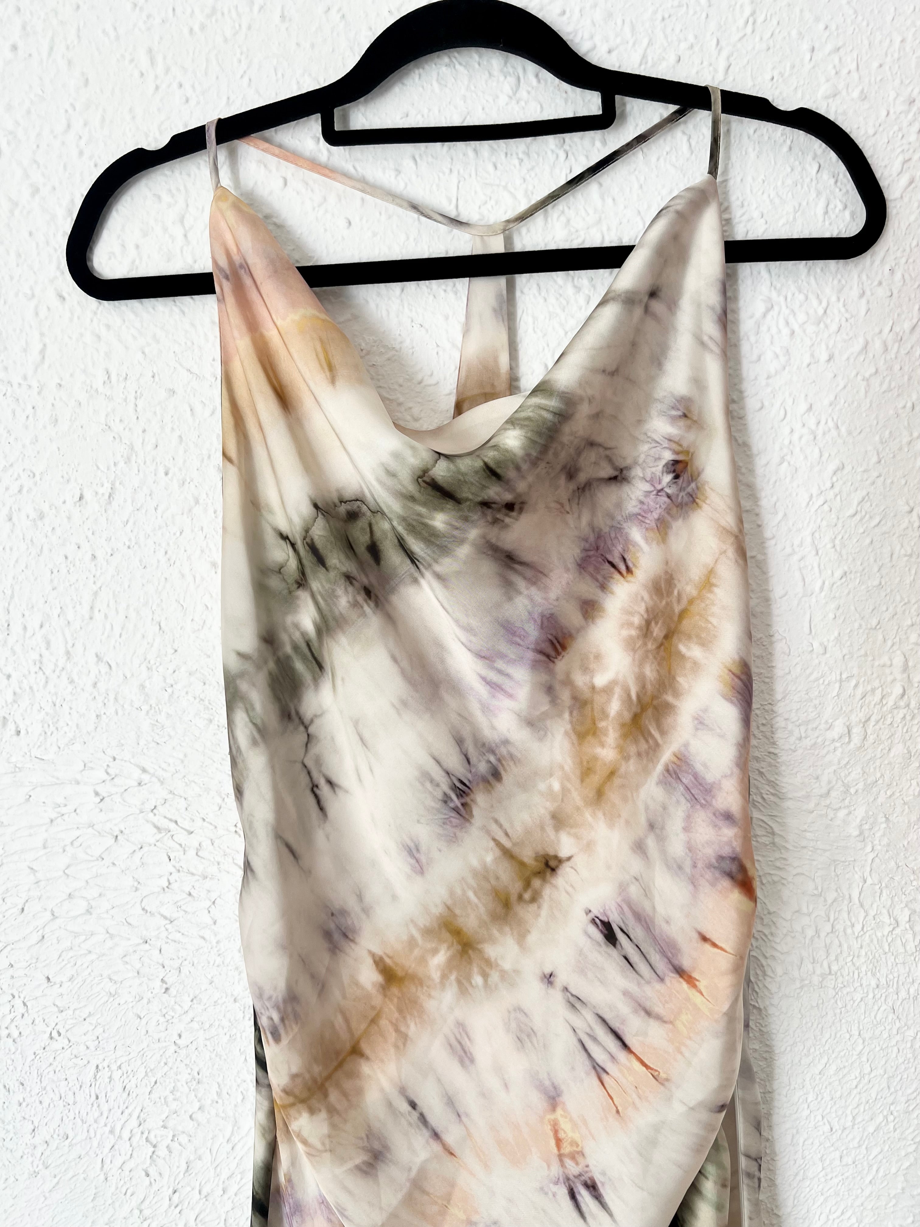 Robe longue dos nu tie-dye beige Zara – Taille M
