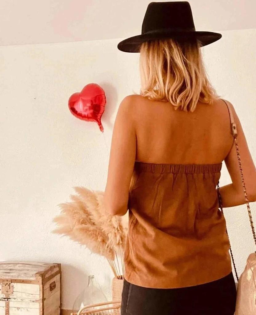 Bustier camel en daim véritable Bel Air - taille 36