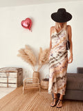 Robe longue dos nu tie-dye beige Zara – Taille M