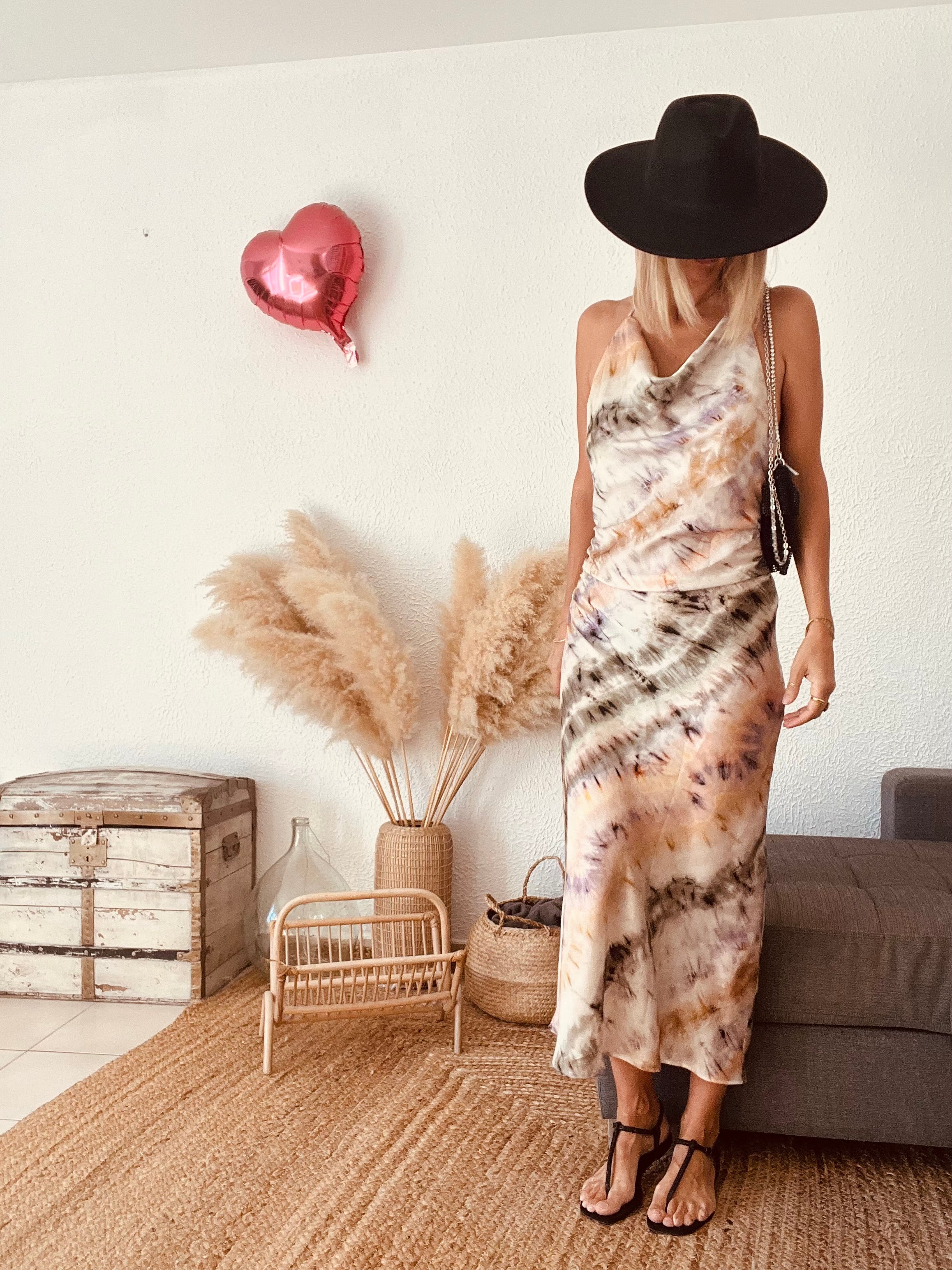 Robe longue dos nu tie-dye beige Zara – Taille M
