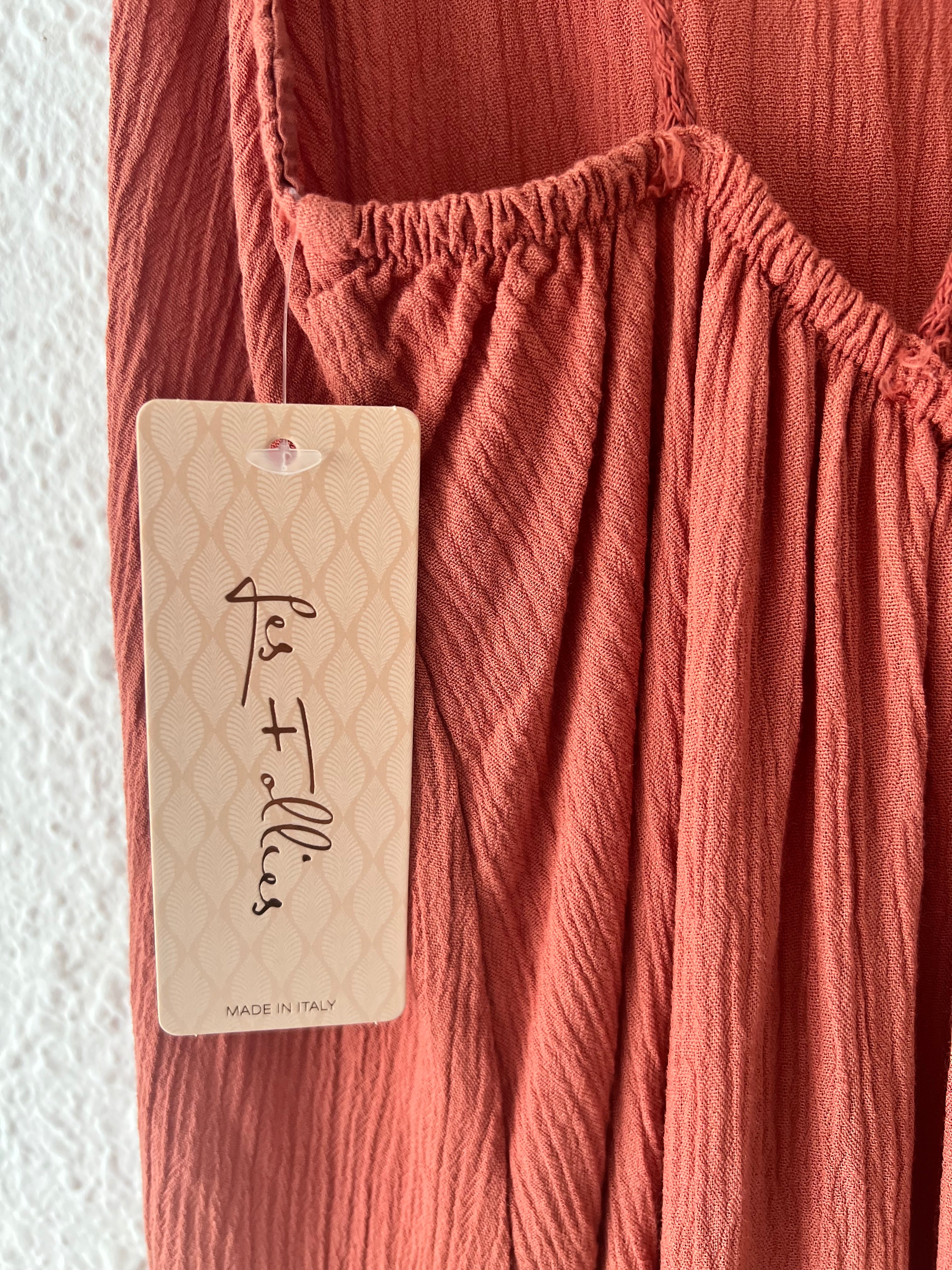 Robe longue dos nu terracotta Les Follies – Taille unique 36/40