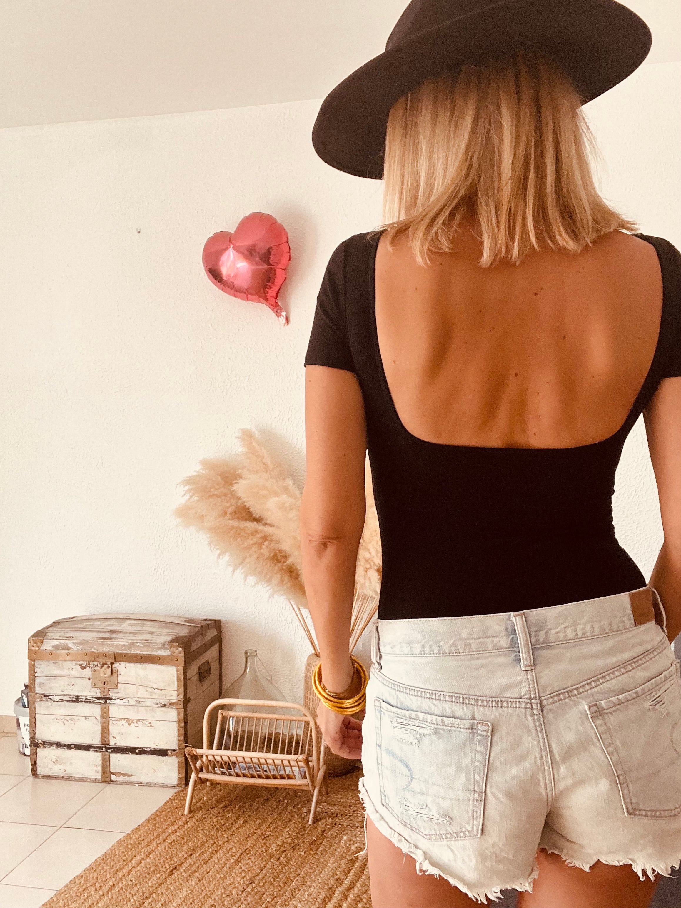 Body côtelé encolure carrée noir Sézane – Taille XXS