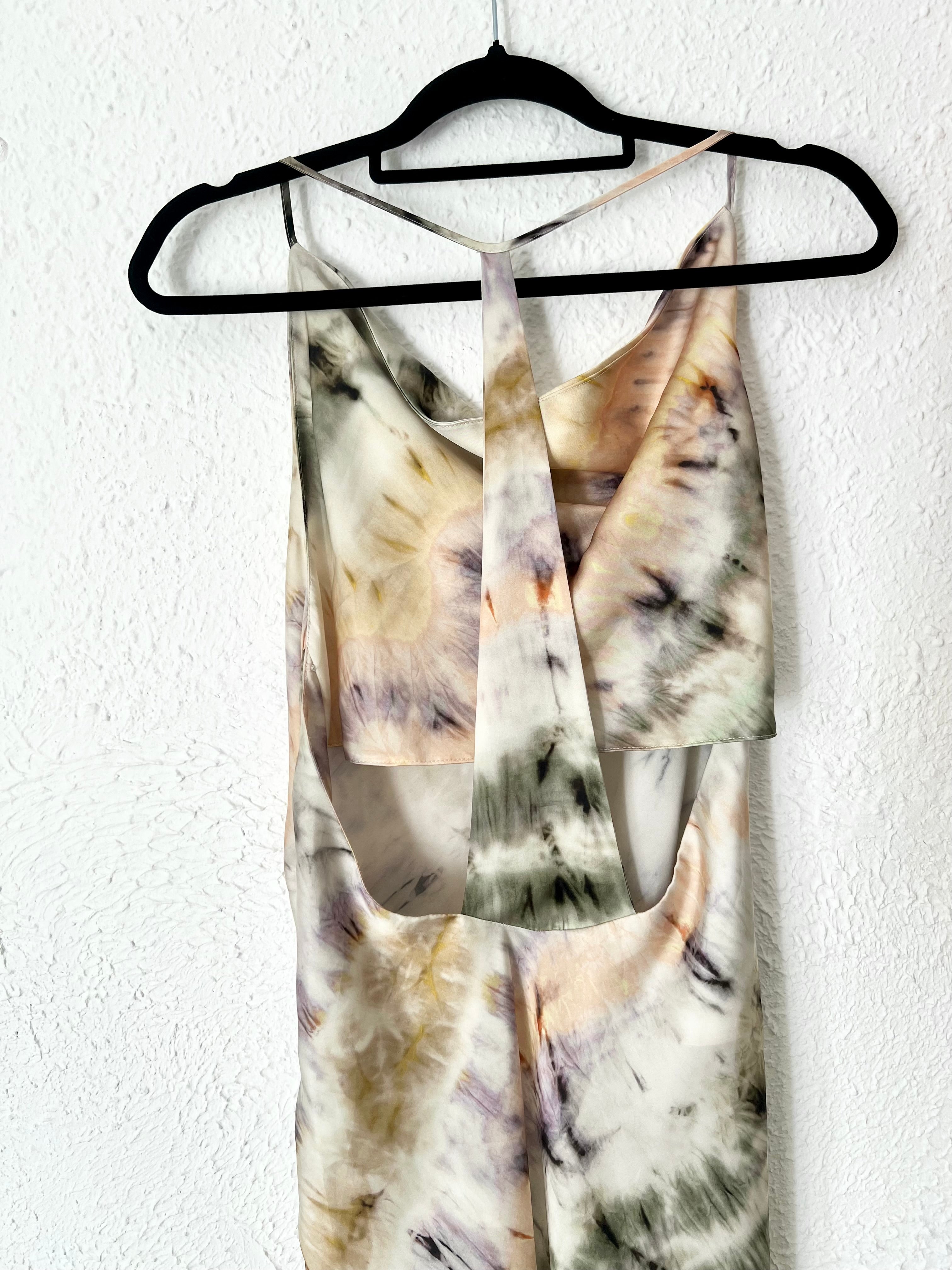 Robe longue dos nu tie-dye beige Zara – Taille M