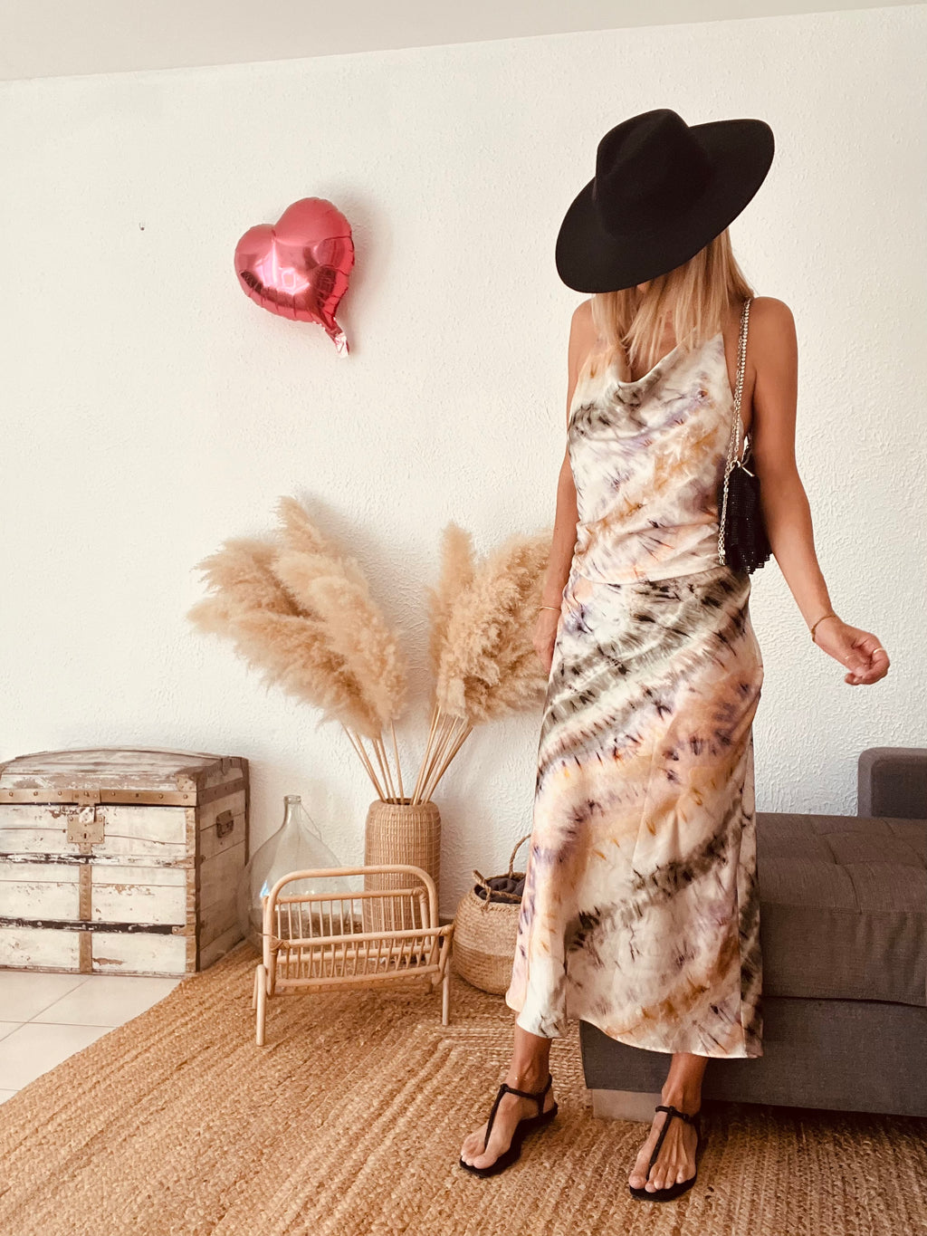 Robe longue dos nu tie-dye beige Zara – Taille M