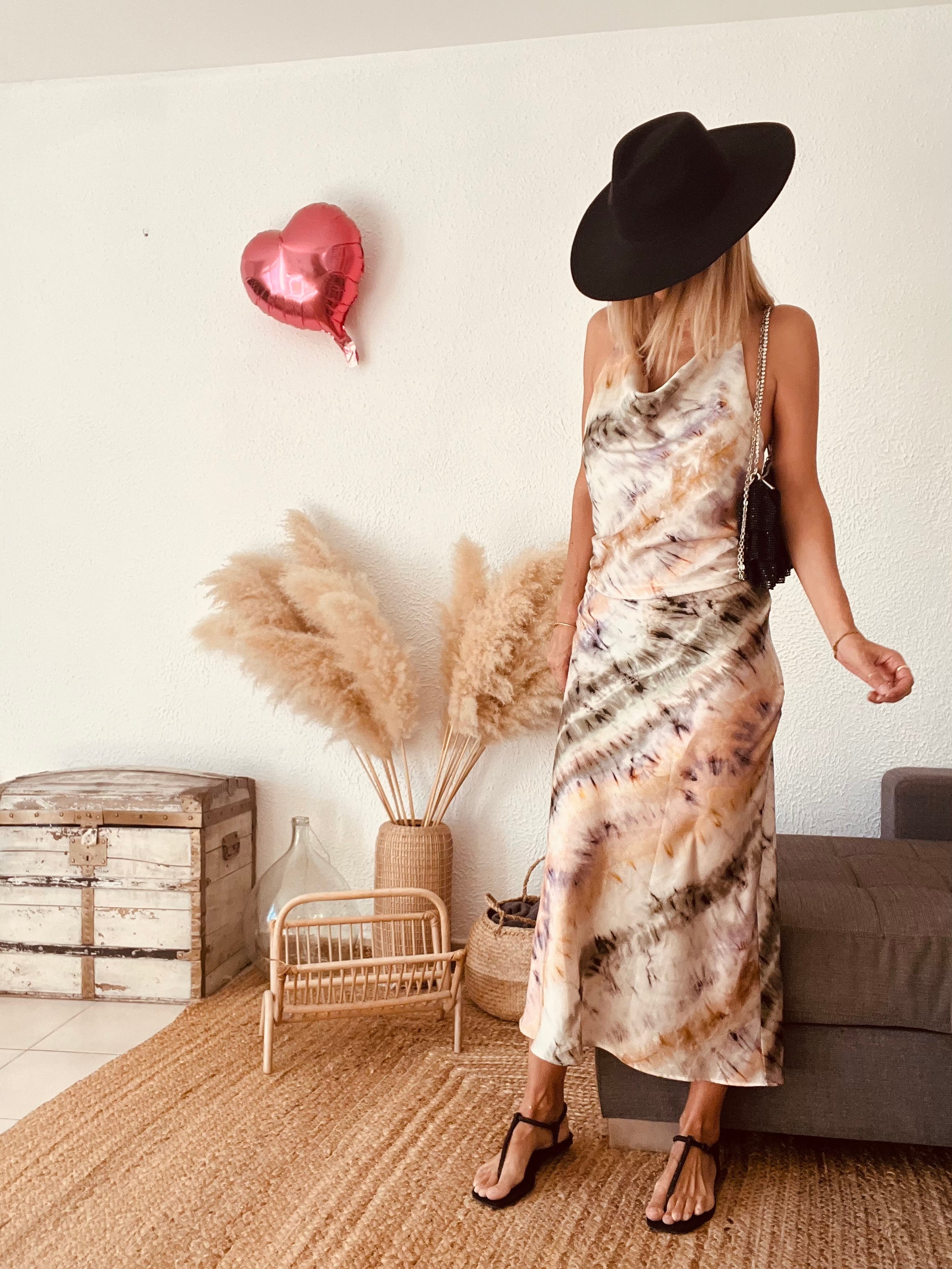 Robe longue dos nu tie-dye beige Zara – Taille M