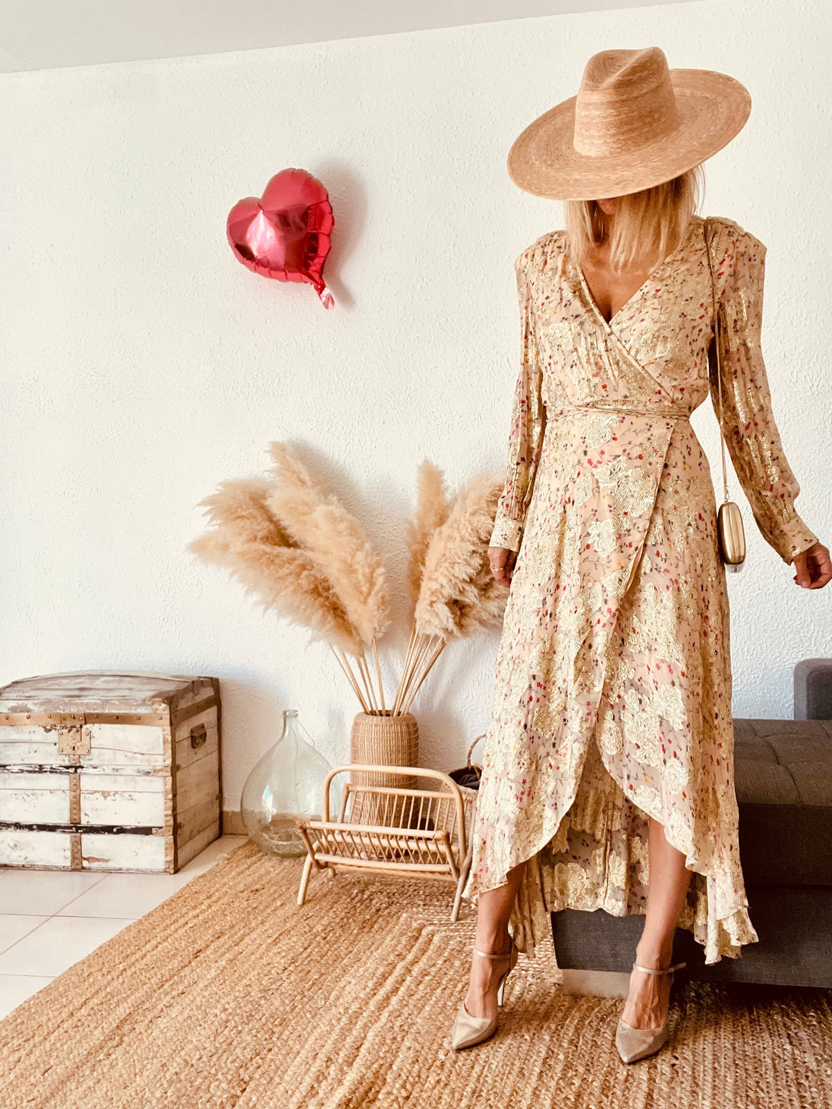 Robe portefeuille longue fleurie Berenice
